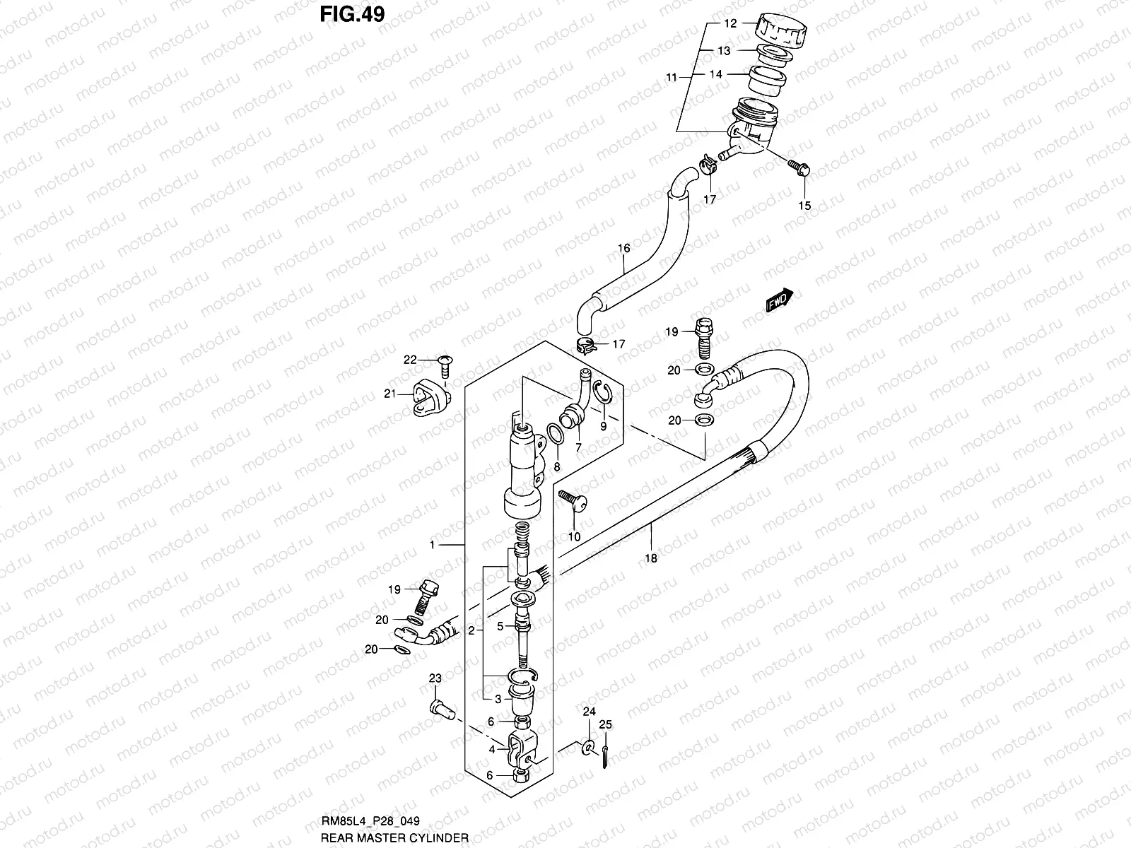 49 - REAR MASTER CYLINDER (RM85LL4 P28)