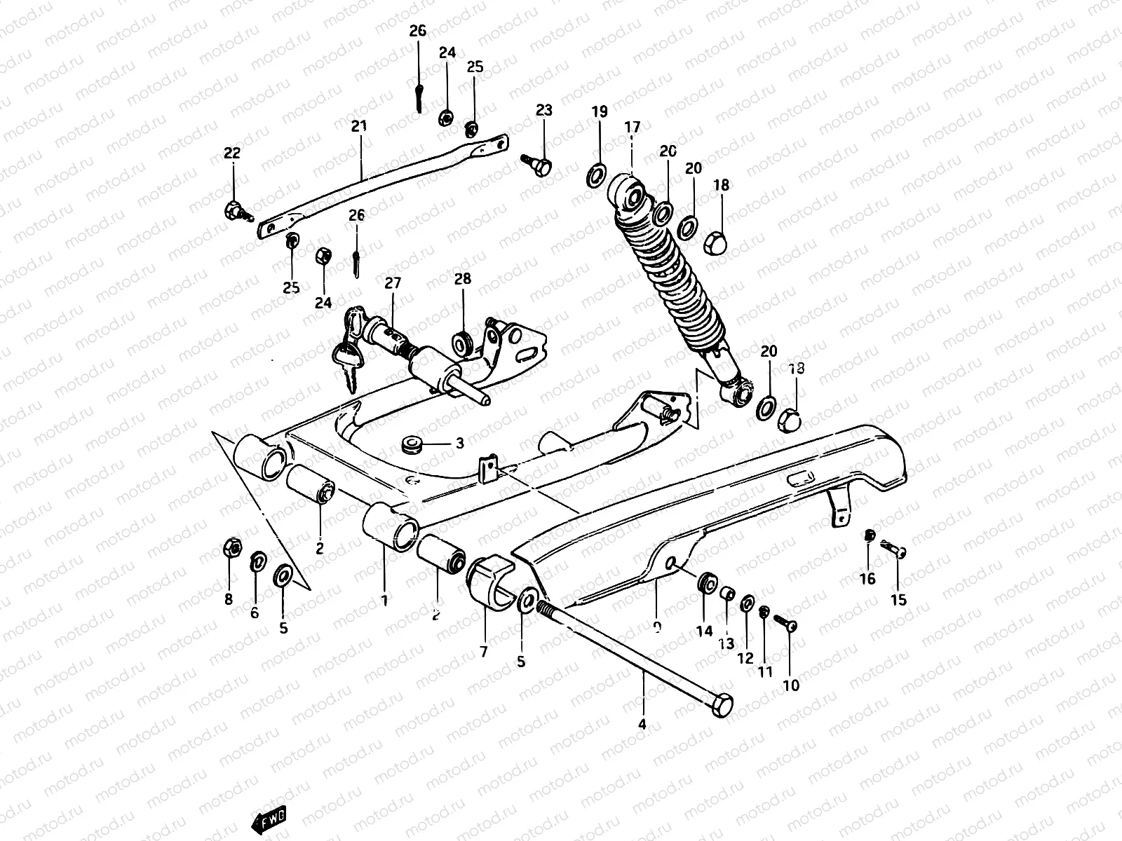 49 - REAR SWINGING ARM (E16, E17)