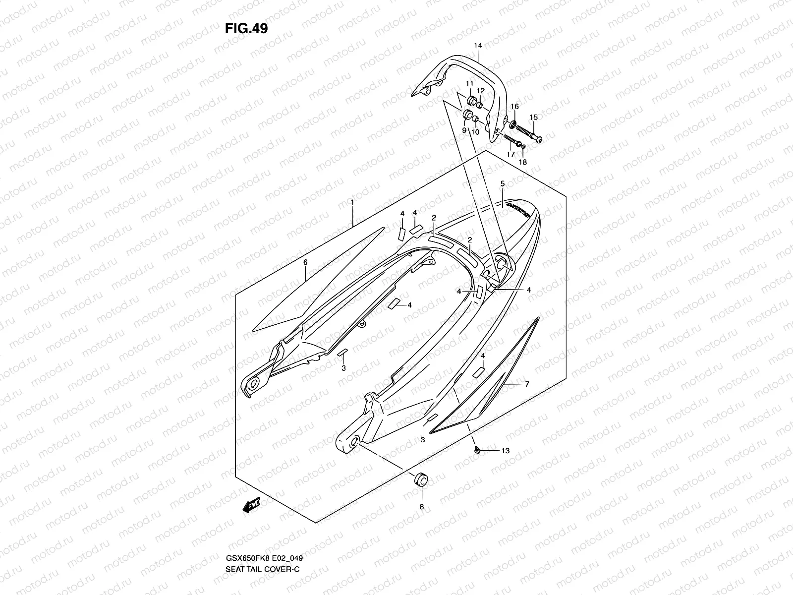 49 - SEAT TAIL COVER (MODEL K8:CWH,EGR)
