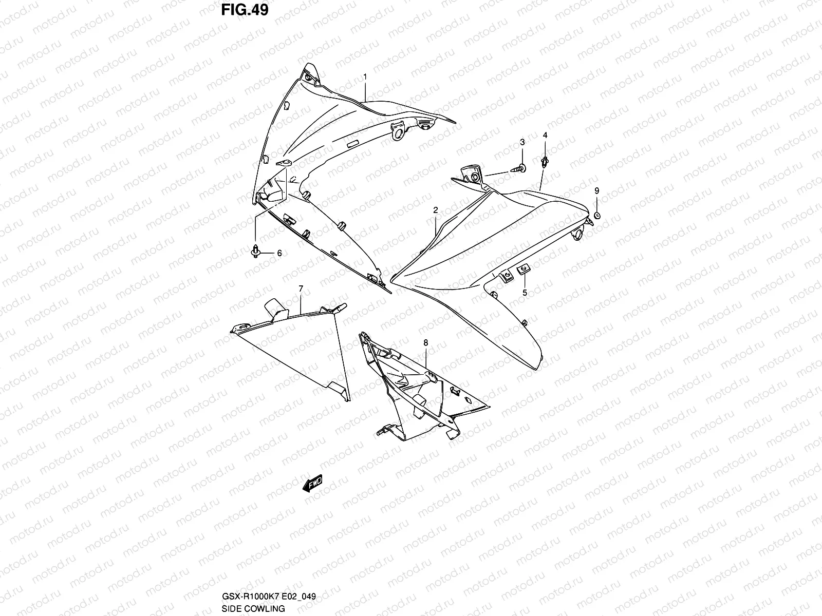 49 - SIDE COWLING (GSX-R1000K7 E02,E19,U2E19,E24,E51,P37)