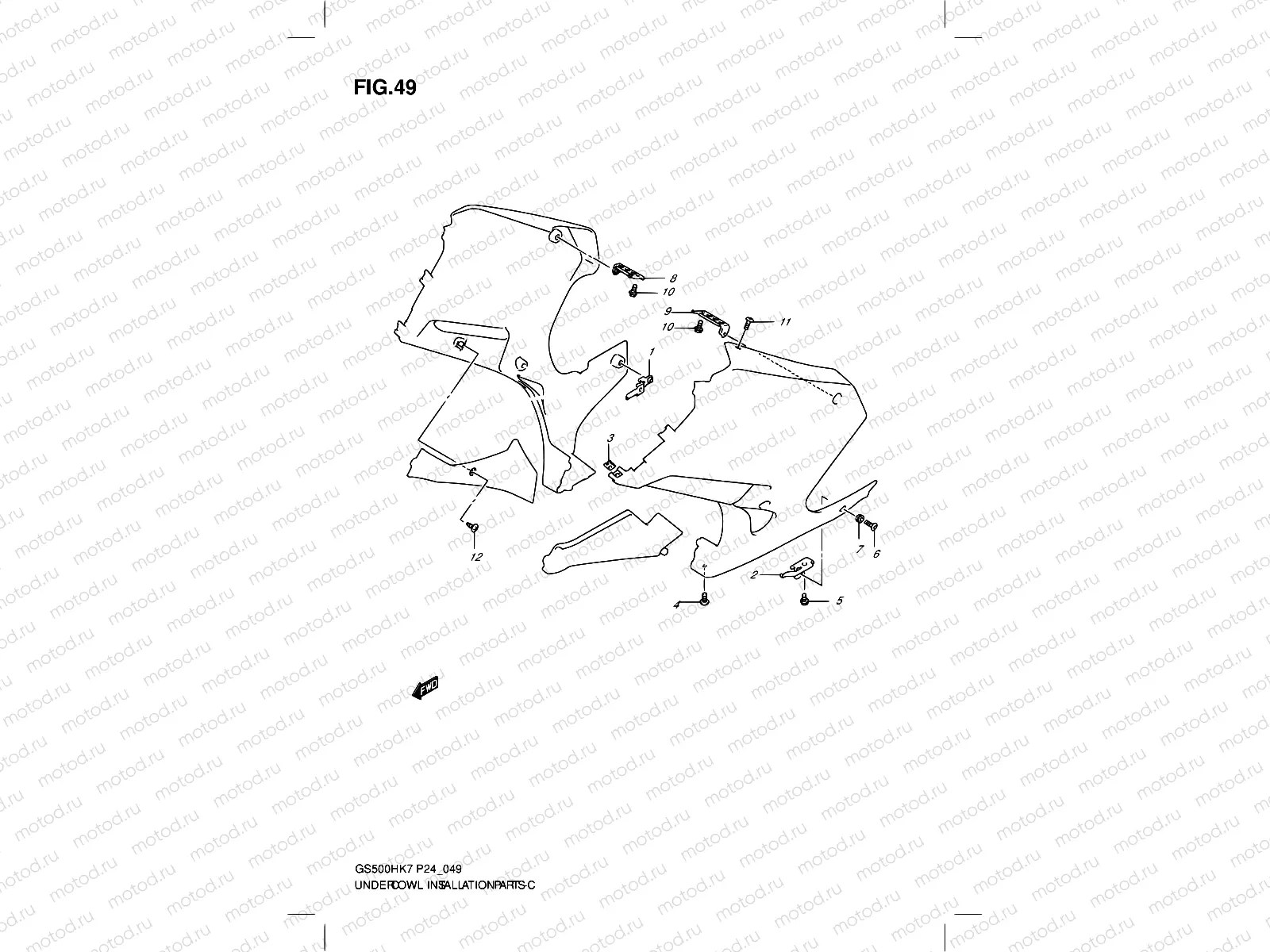 49 - UNDER COWLING INSTALLATION PARTS (WITH COWLING)