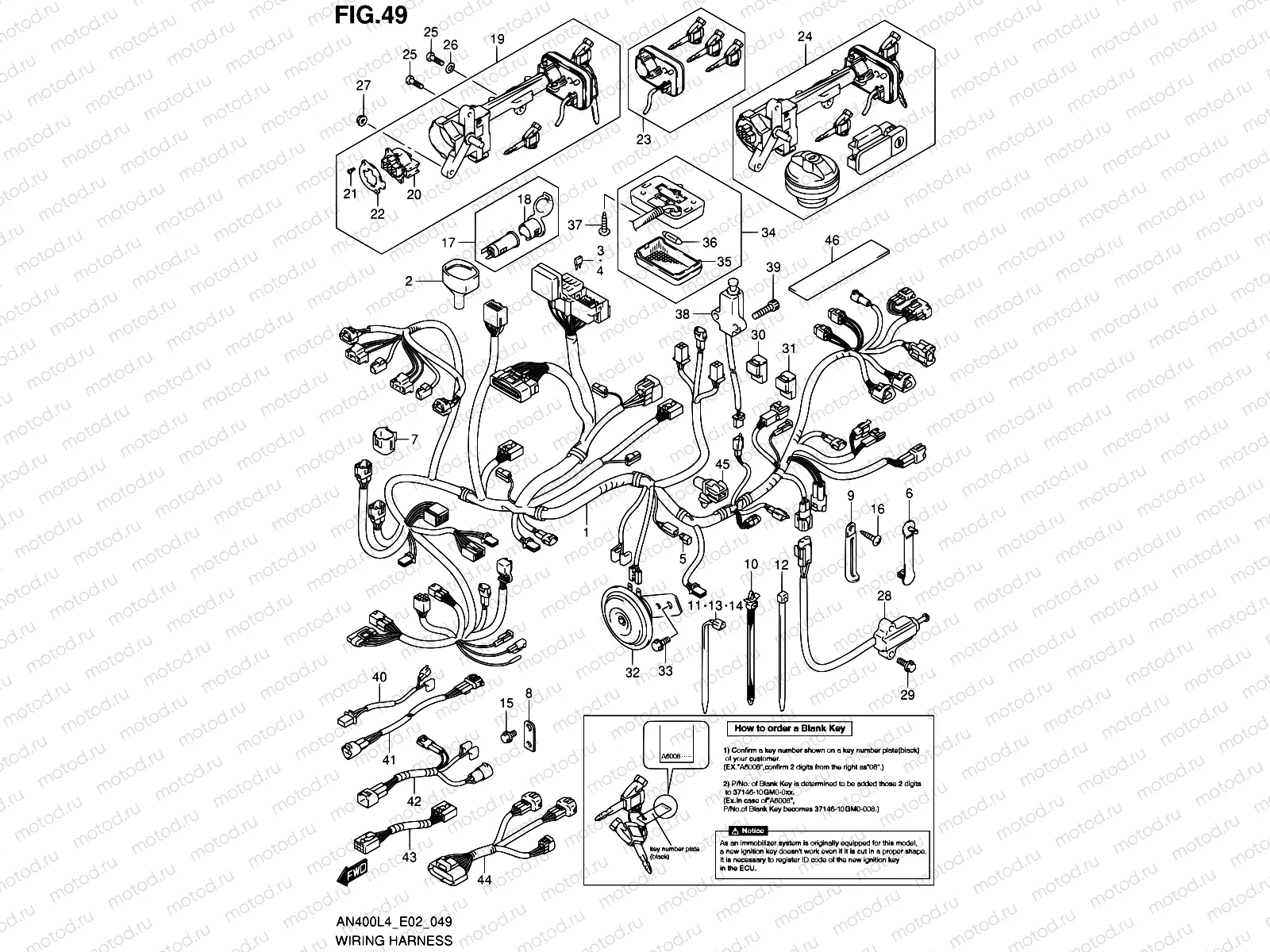 49 - WIRING HARNESS (AN400ZAL4 E19)