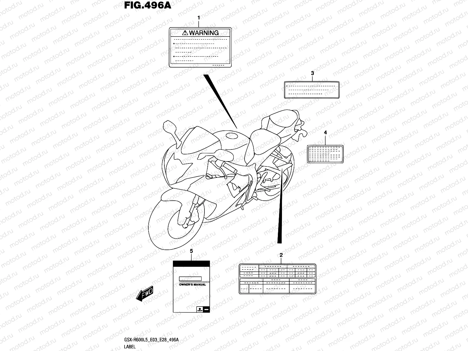 496A - LABEL (GSX-R600L5 E03)