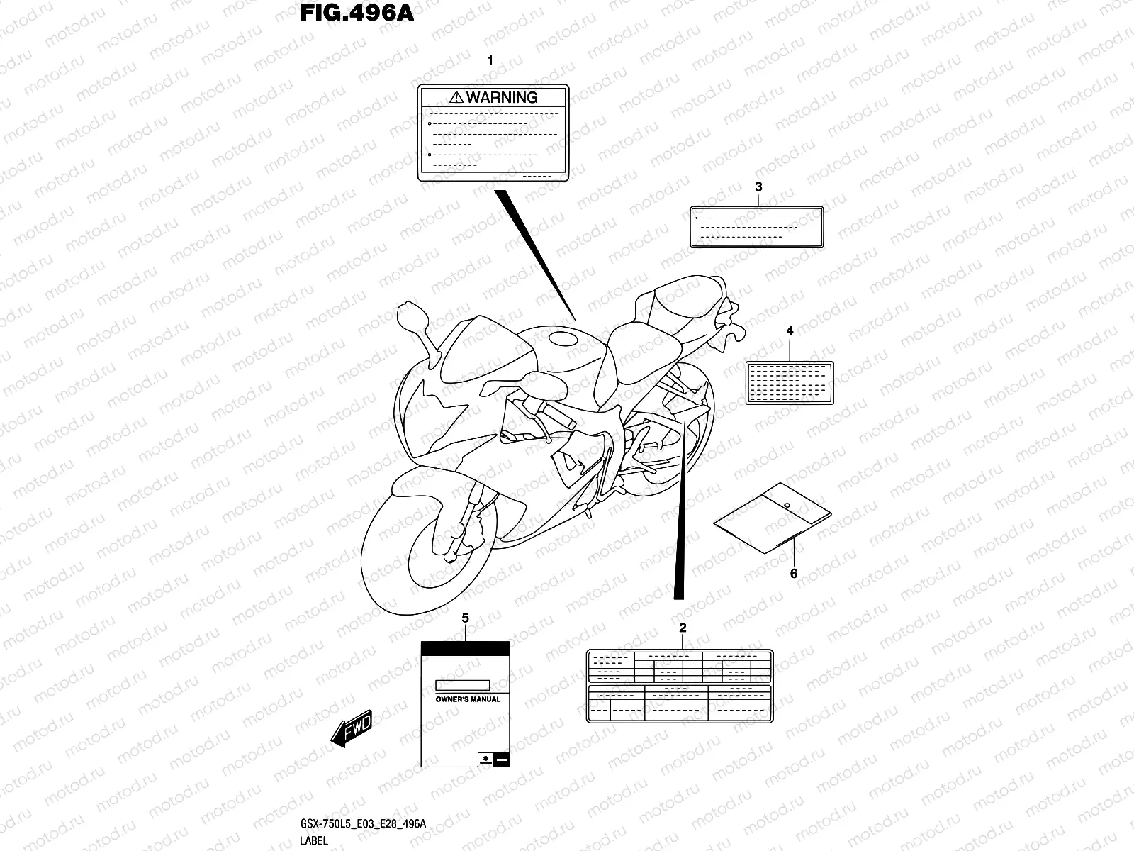 496A - LABEL (GSX-R750L5 E03)