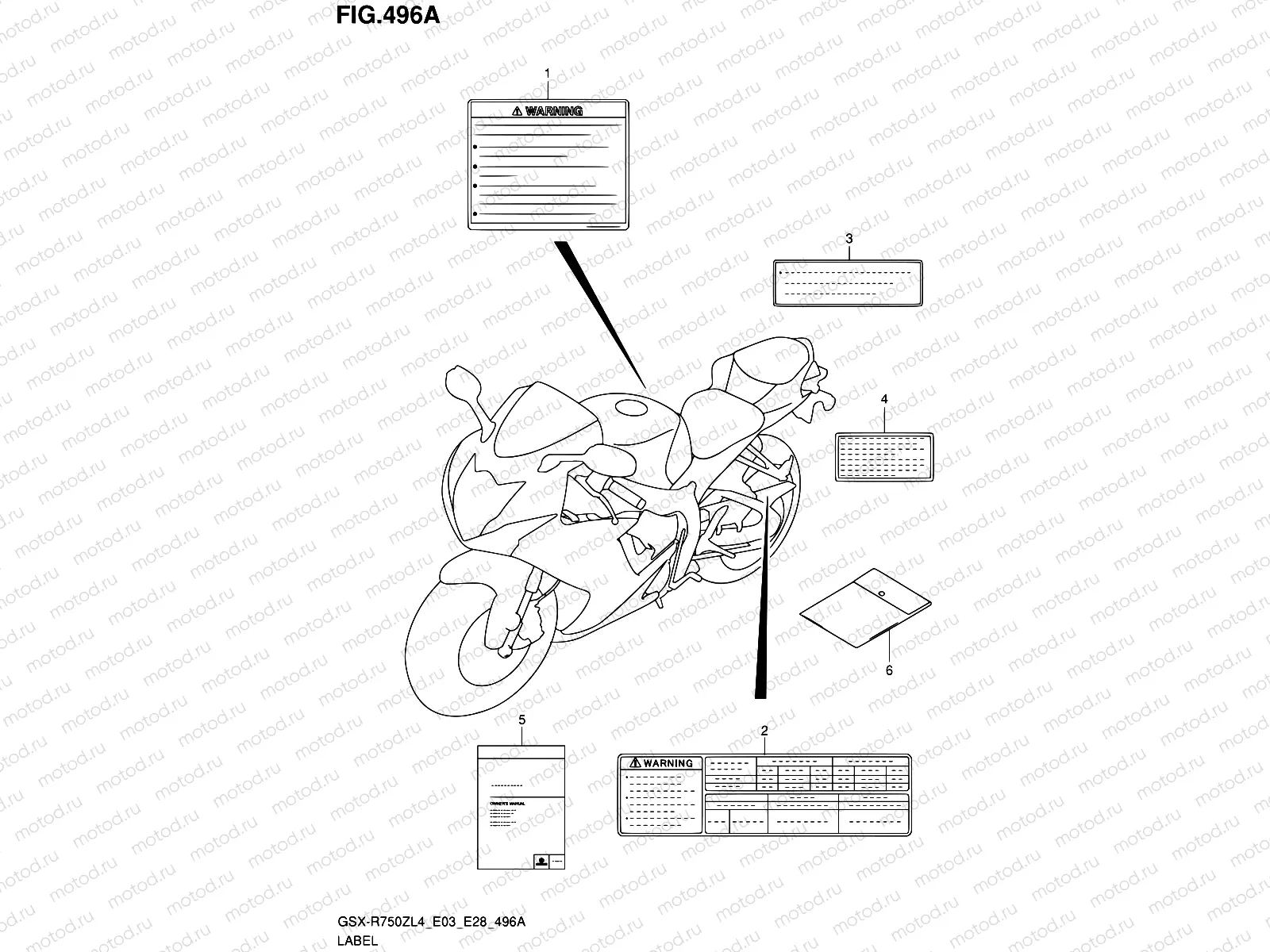 496A - LABEL (GSX-R750ZL4 E03)