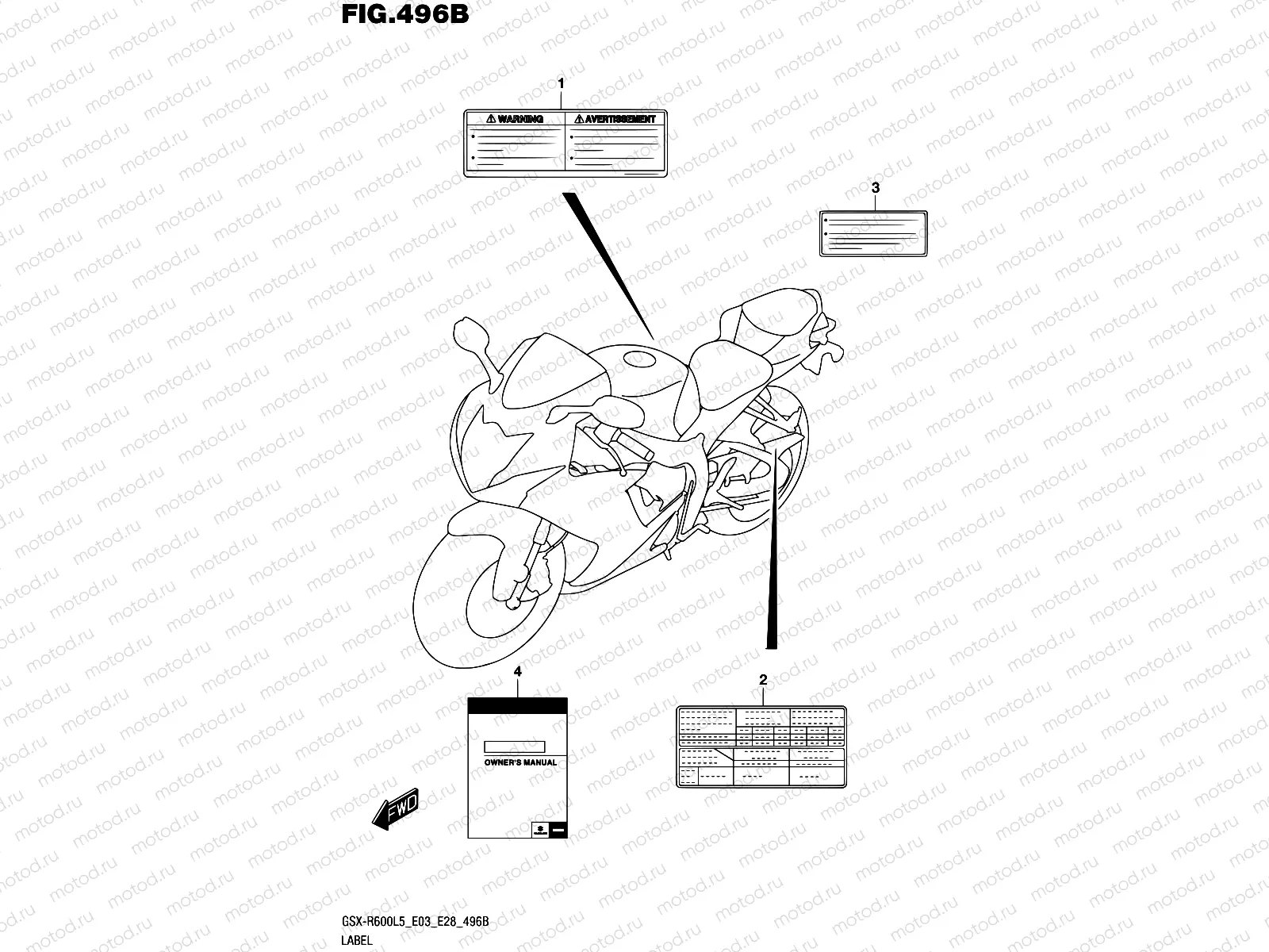 496B - LABEL (GSX-R600L5 E28)