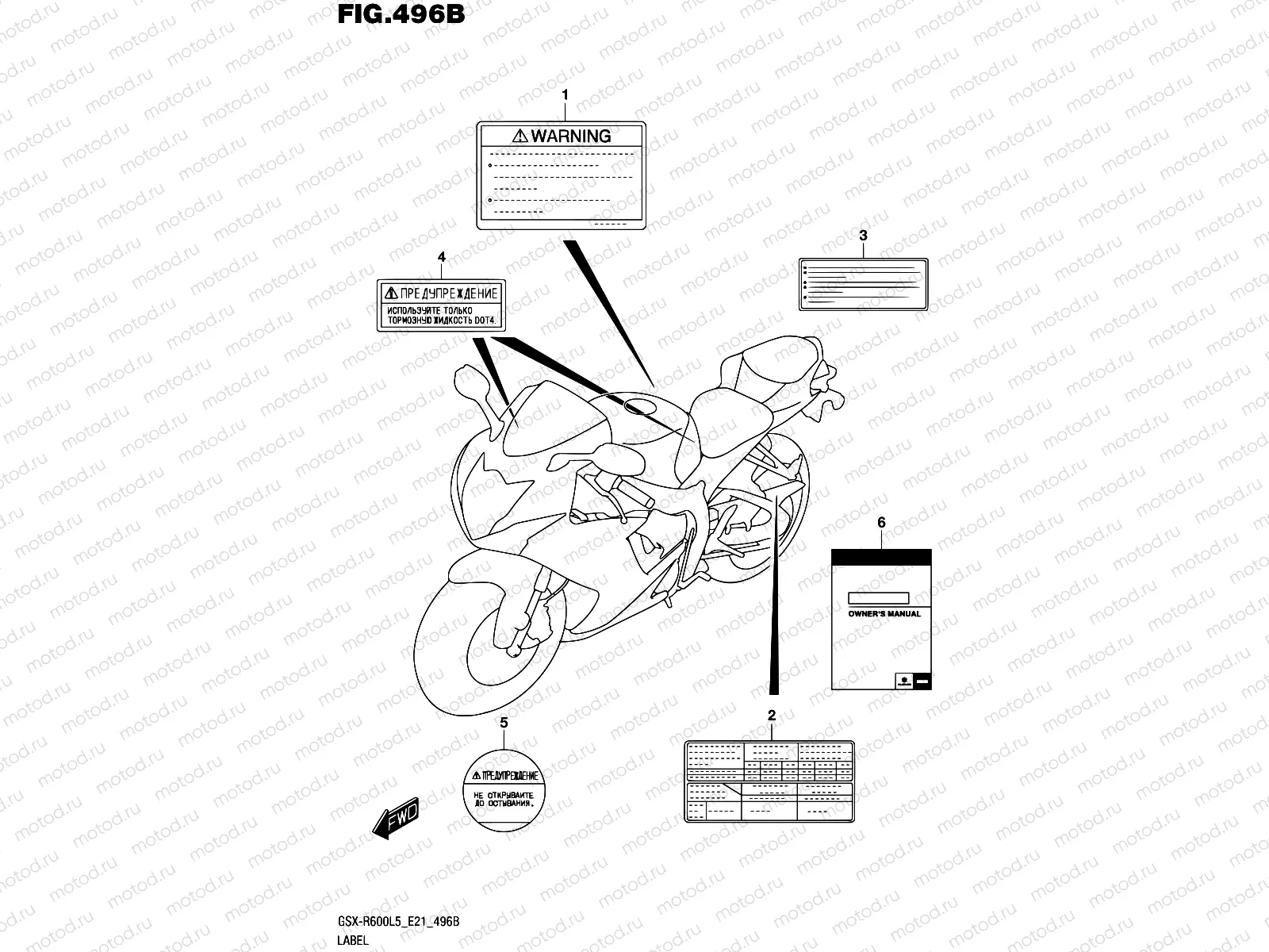 496B - LABEL (GSX-R600UFL5 E21)