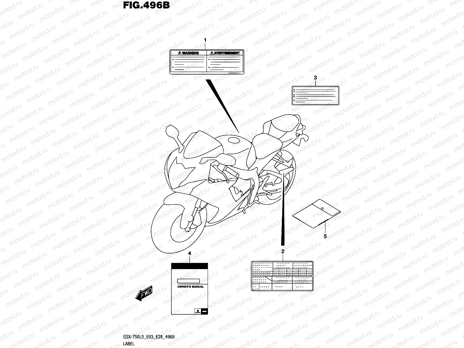 496B - LABEL (GSX-R750L5 E28)