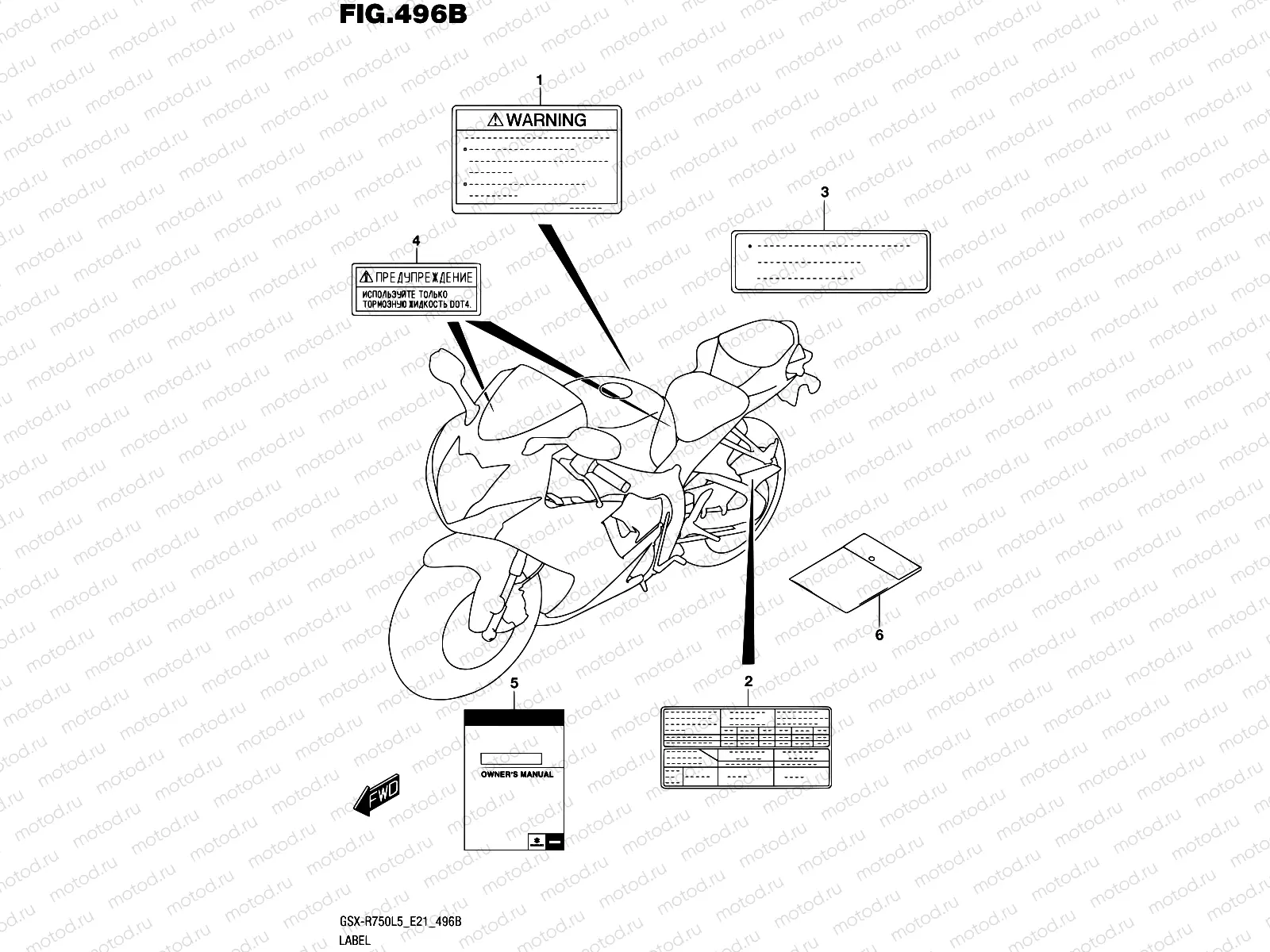 496B - LABEL (GSX-R750UFL5 E21)