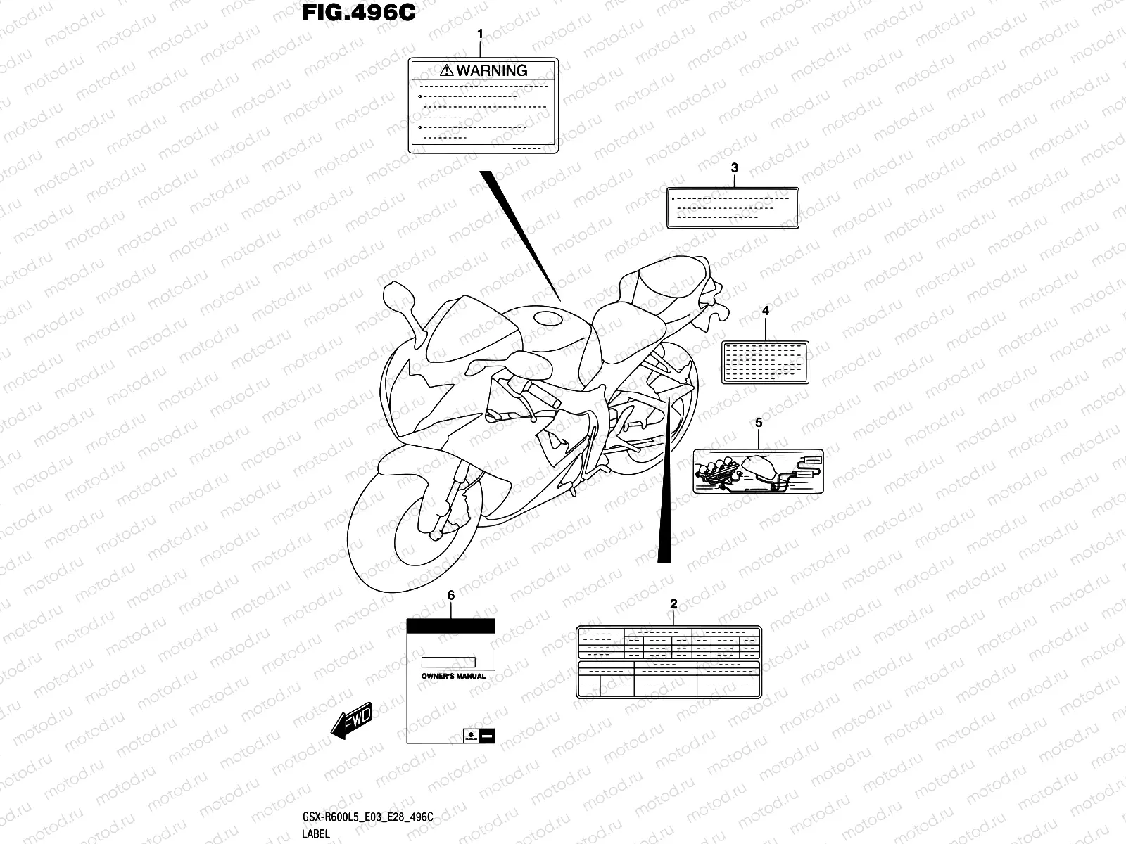 496C - LABEL (GSX-R600L5 E33)