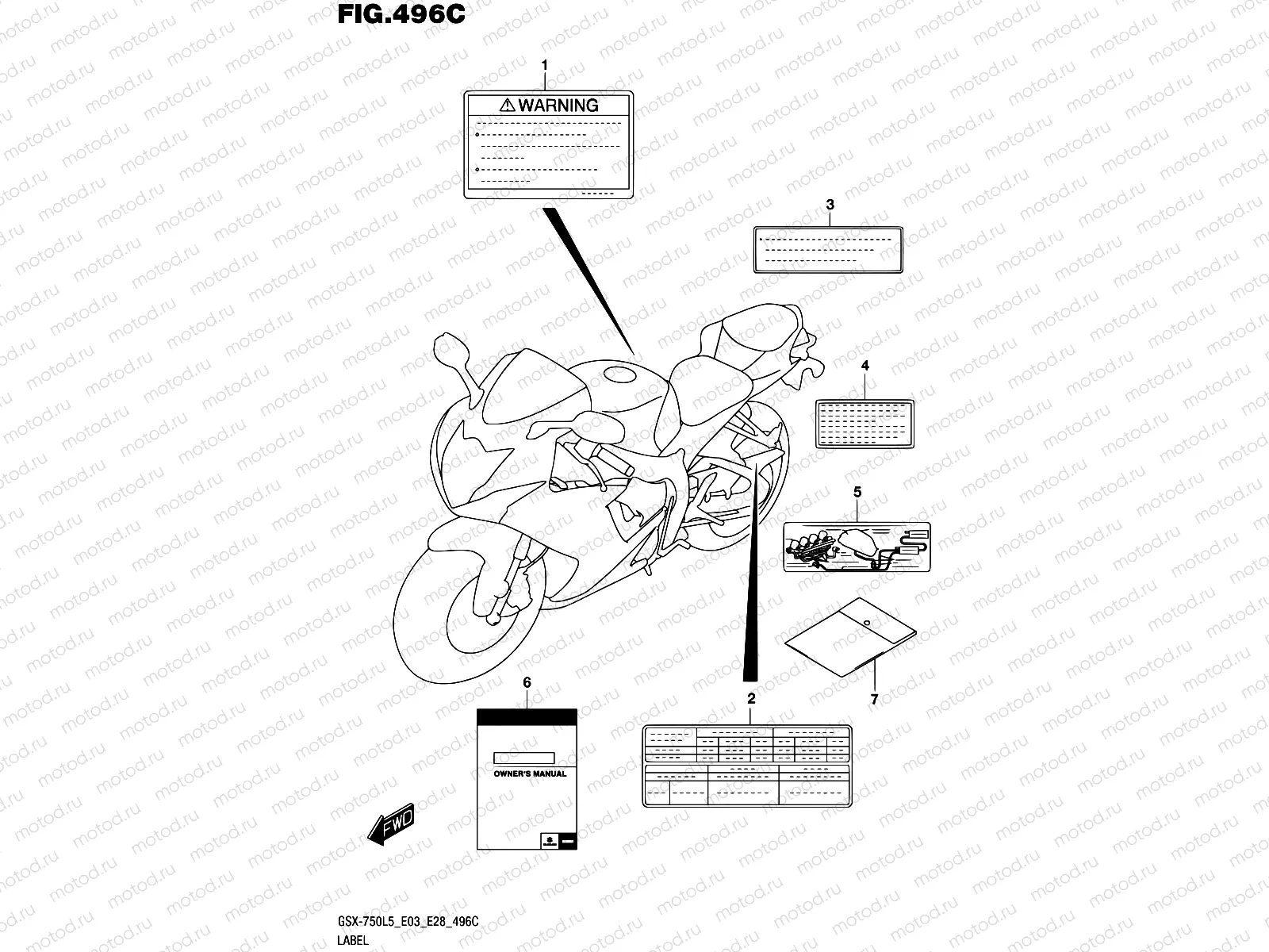496C - LABEL (GSX-R750L5 E33)