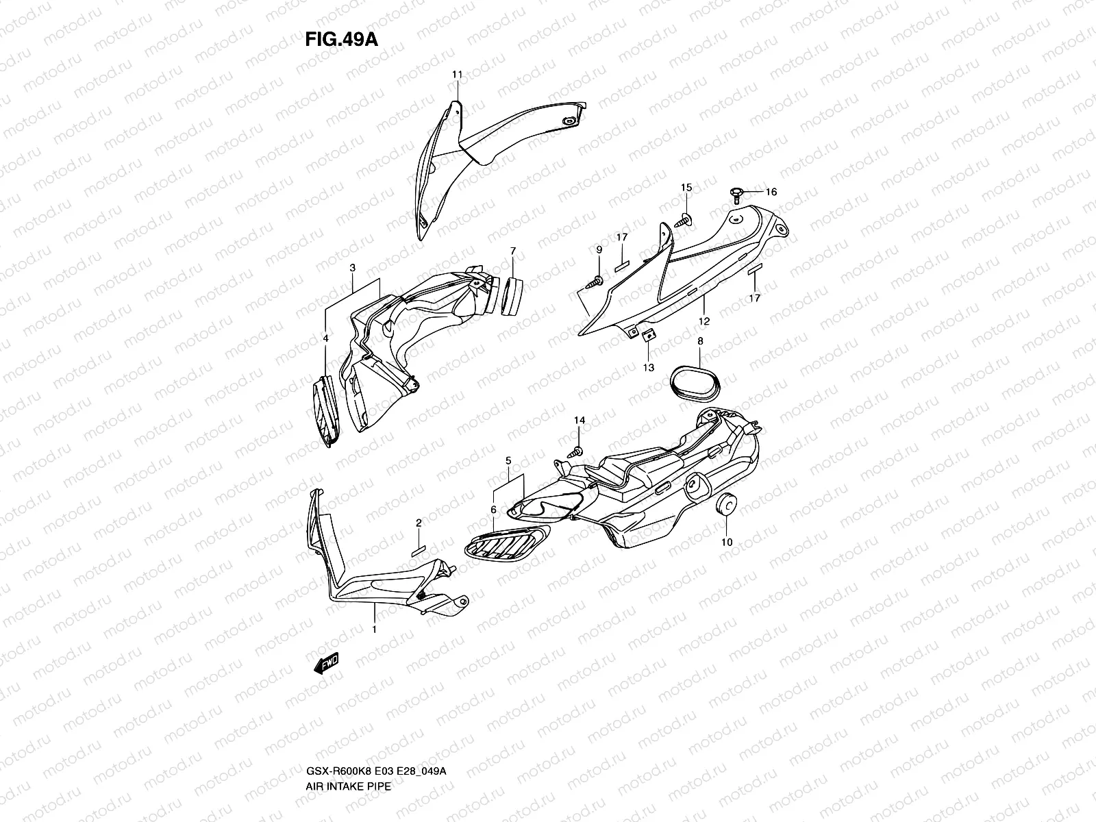 49A - AIR INTAKE PIPE (MODEL K9)