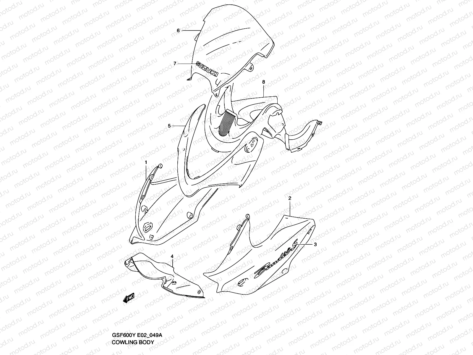 49A - COWLING BODY (GSF600SK2/SUK2)
