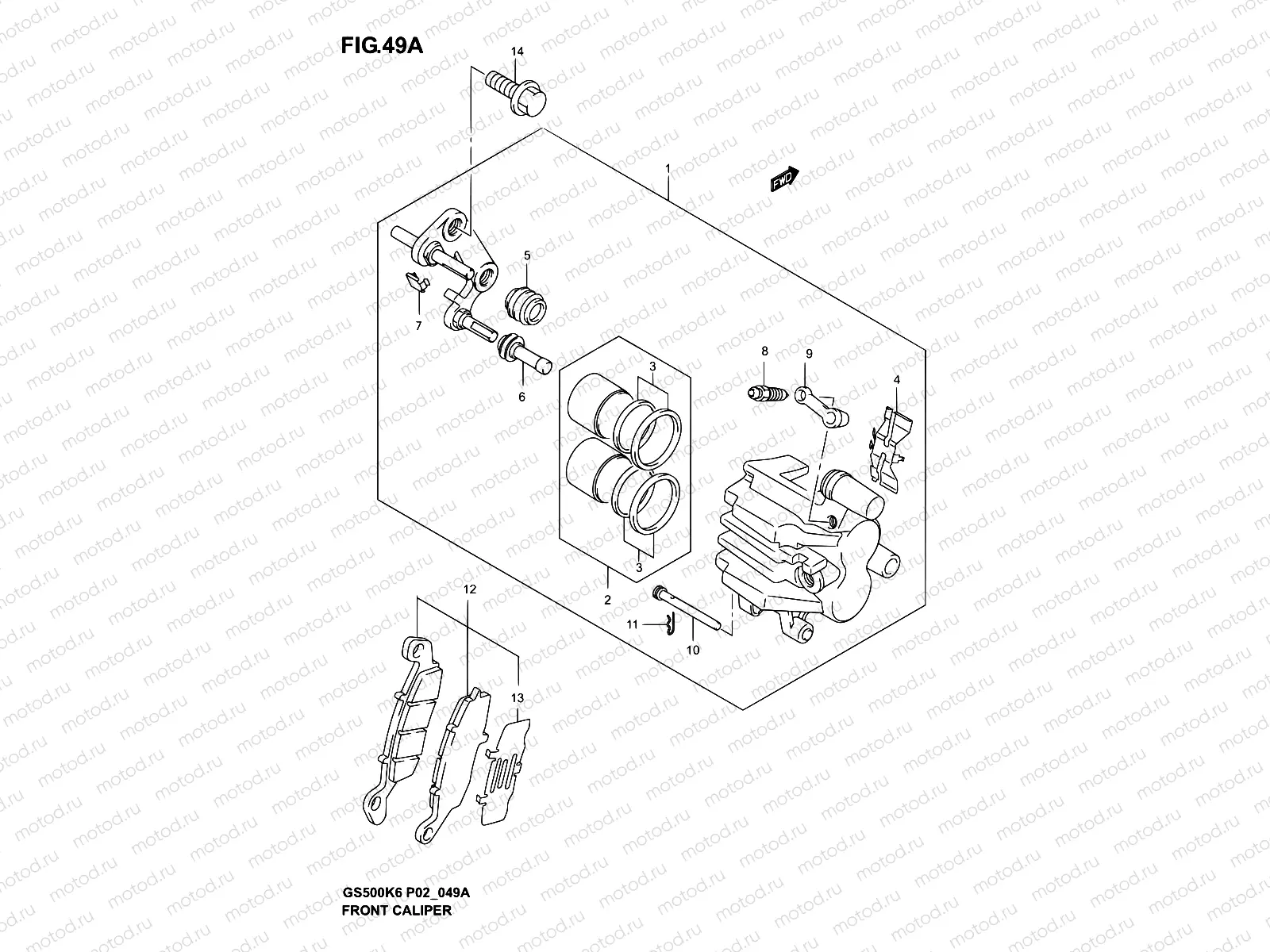 49A - FRONT CALIPER (MODEL K4/K5/K6)