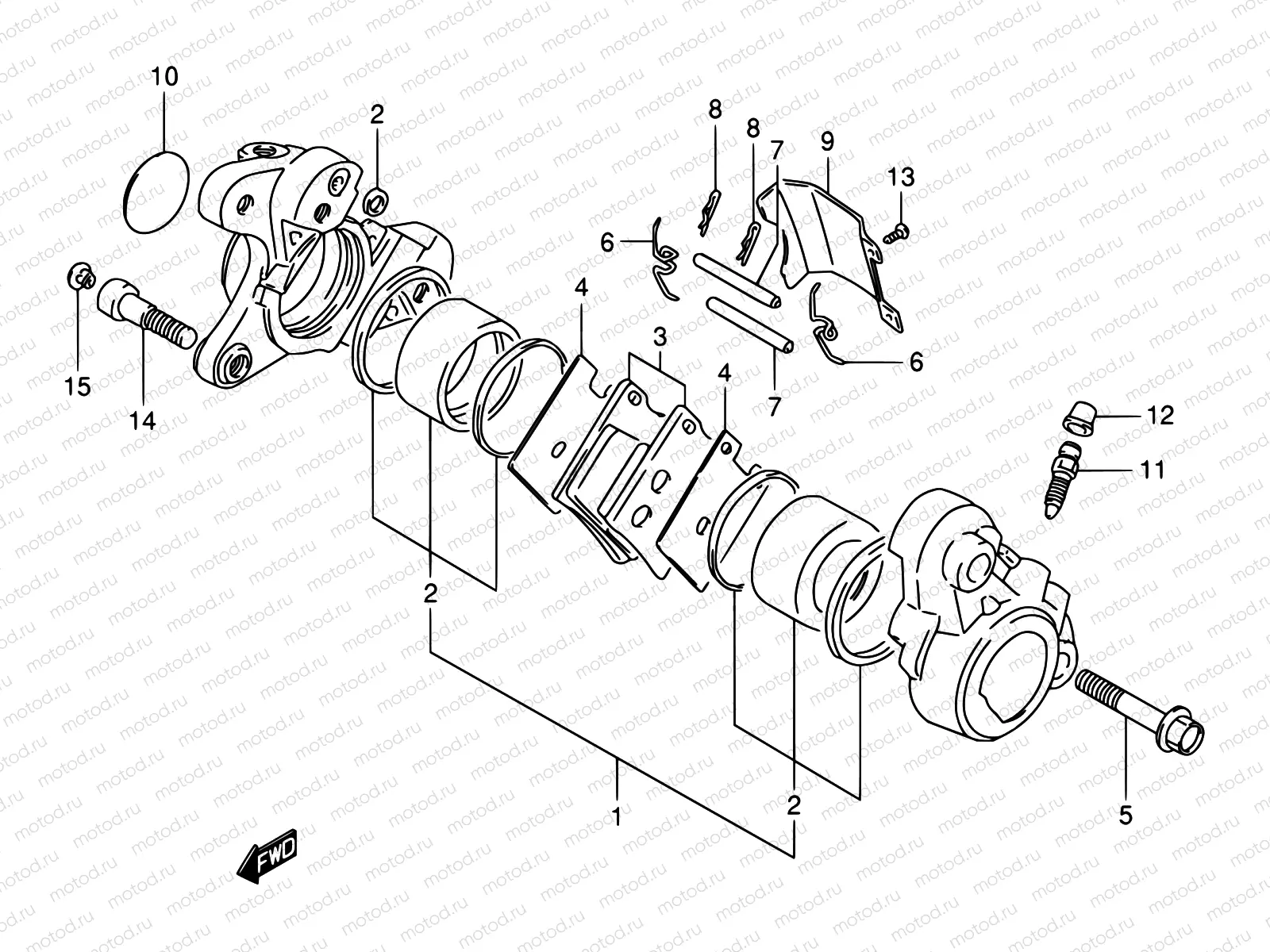 49A - FRONT CALIPER (MODEL P/R/S/T/V)