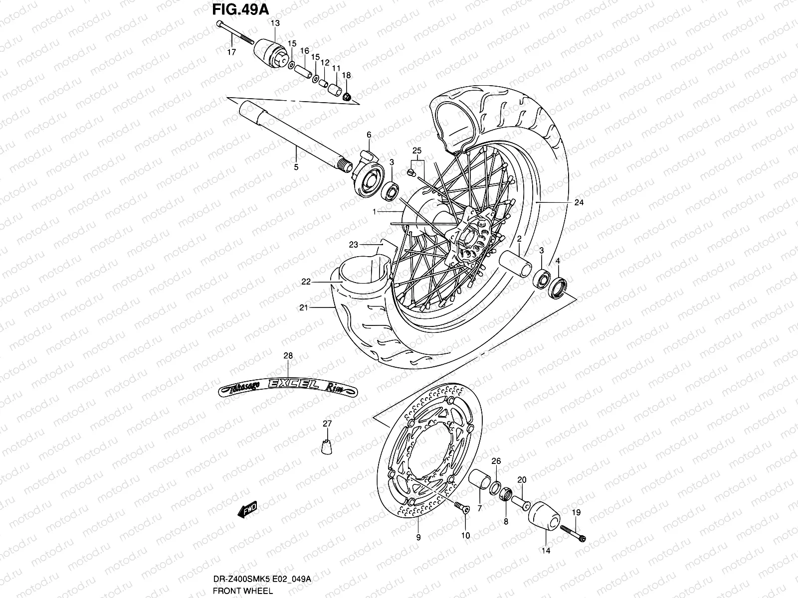 49A - FRONT WHEEL (MODEL K7/K8/K9)