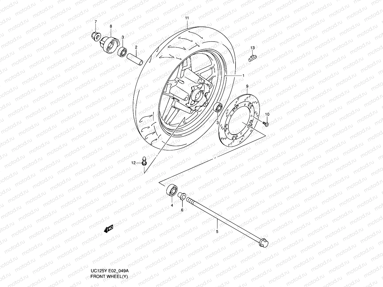 49A - FRONT WHEEL (MODEL Y/K1)