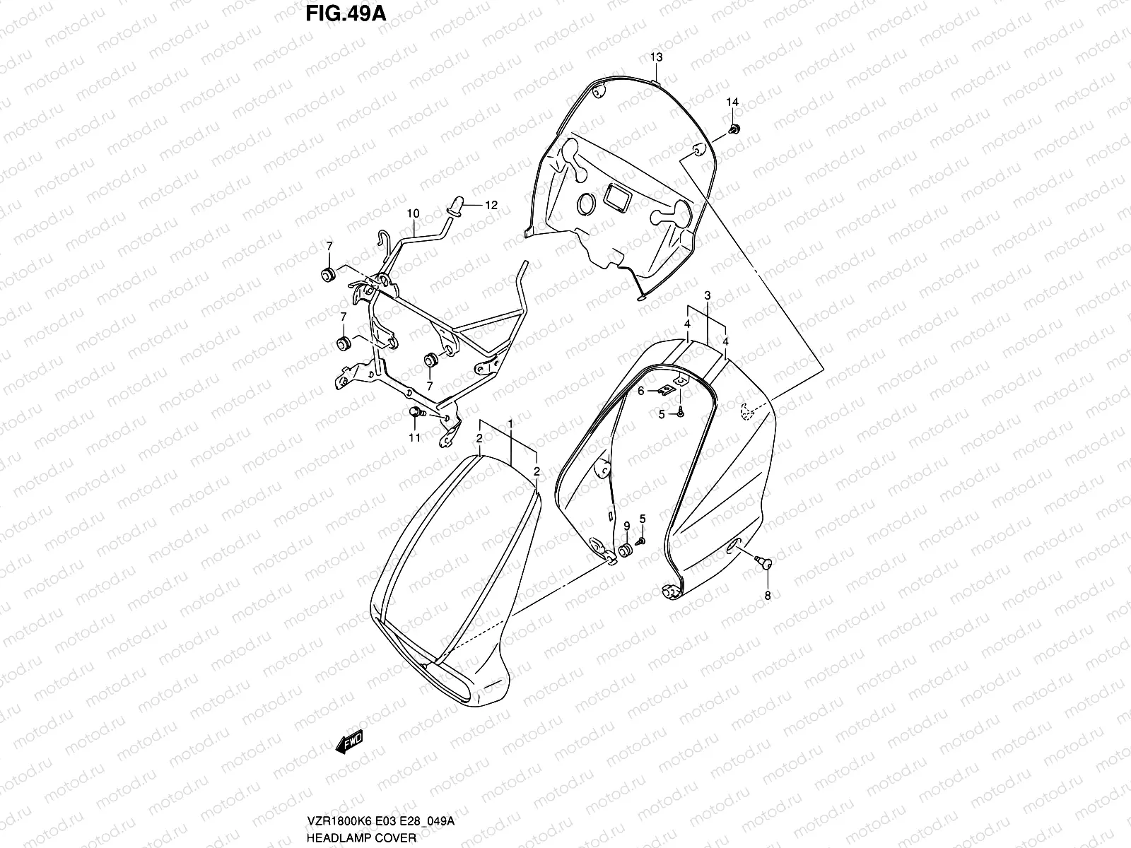 49A - HEADLAMP COVER (VZR1800ZK7/ZK8/ZK9)