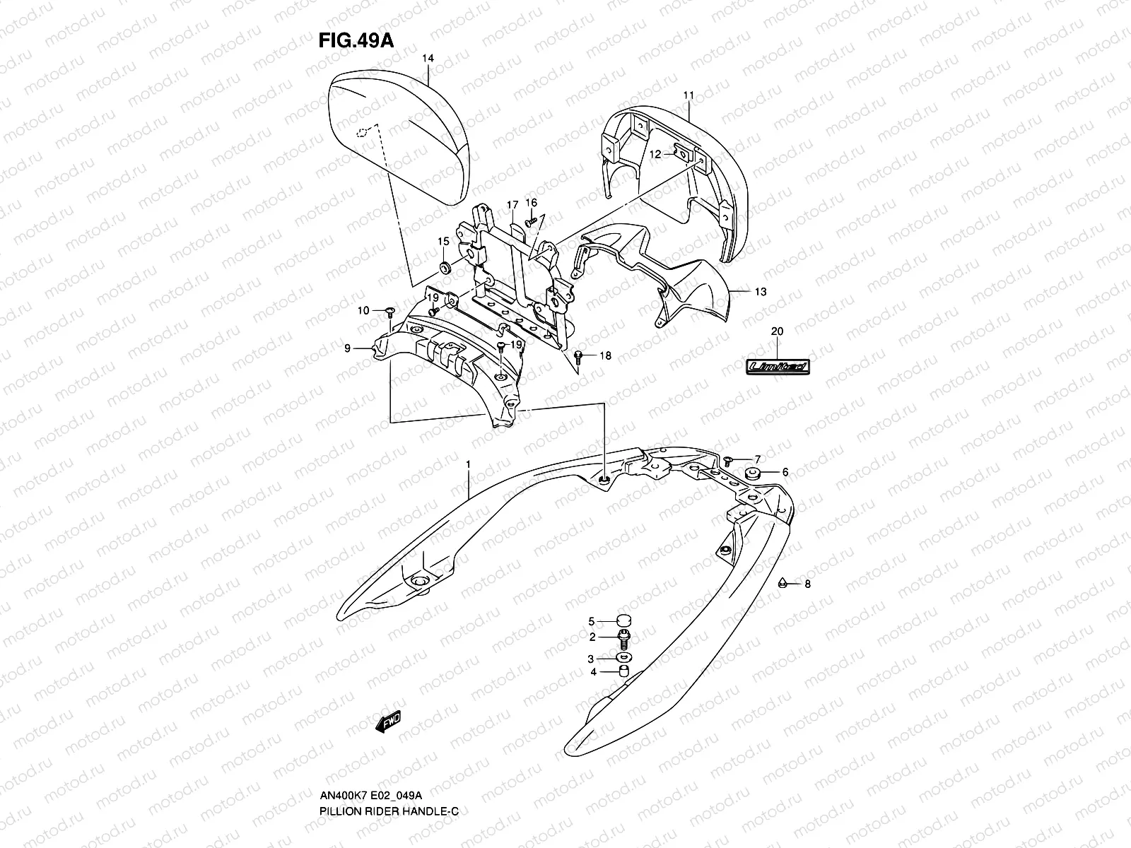 49A - PILLION RIDER HANDLE (AN400ZK7/ZK8/ZAK9/ZAL0)