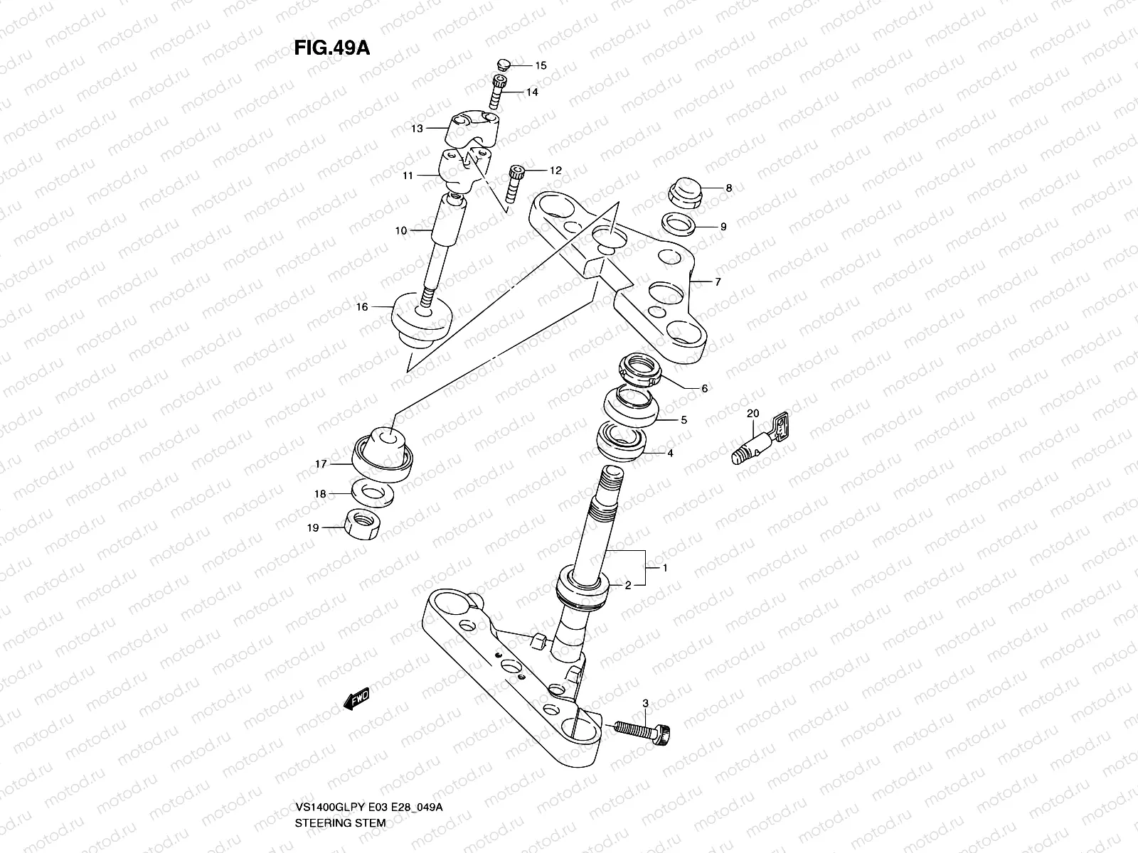 49A - STEERING STEM (MODEL Y/K1/K2/K3)