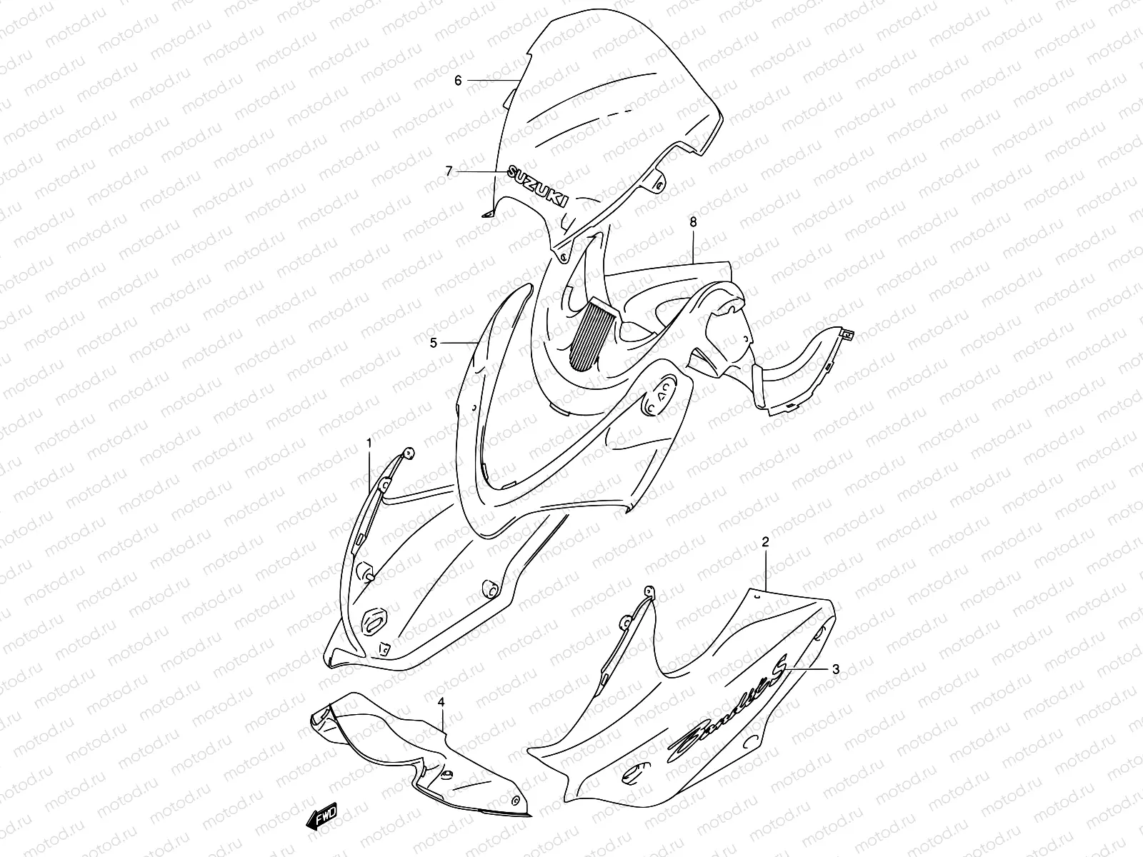 49B - COWLING BODY (GSF600SK3/SUK3)
