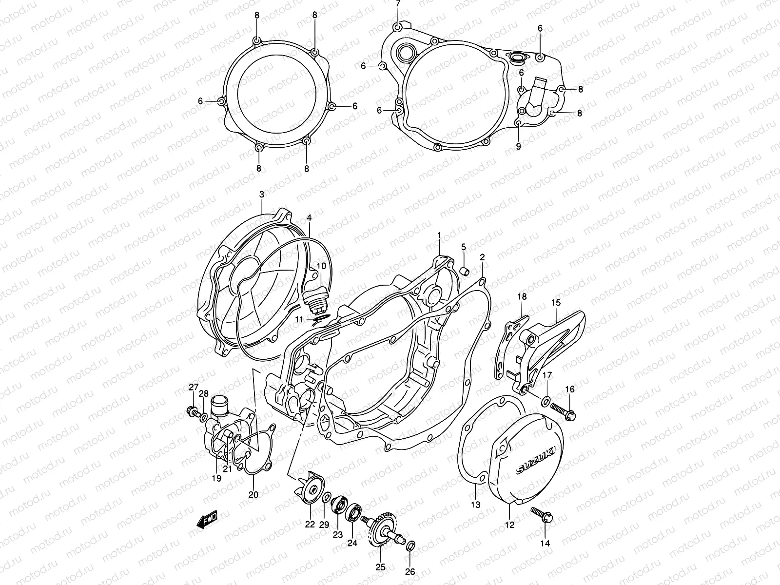4A - CRANKCASE COVER-WATER PUMP (MODEL K3/K4/K5/K6)