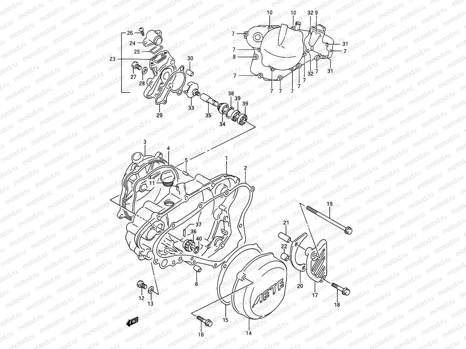 4A - CRANKCASE COVER- WATER PUMP (MODEL L/M)