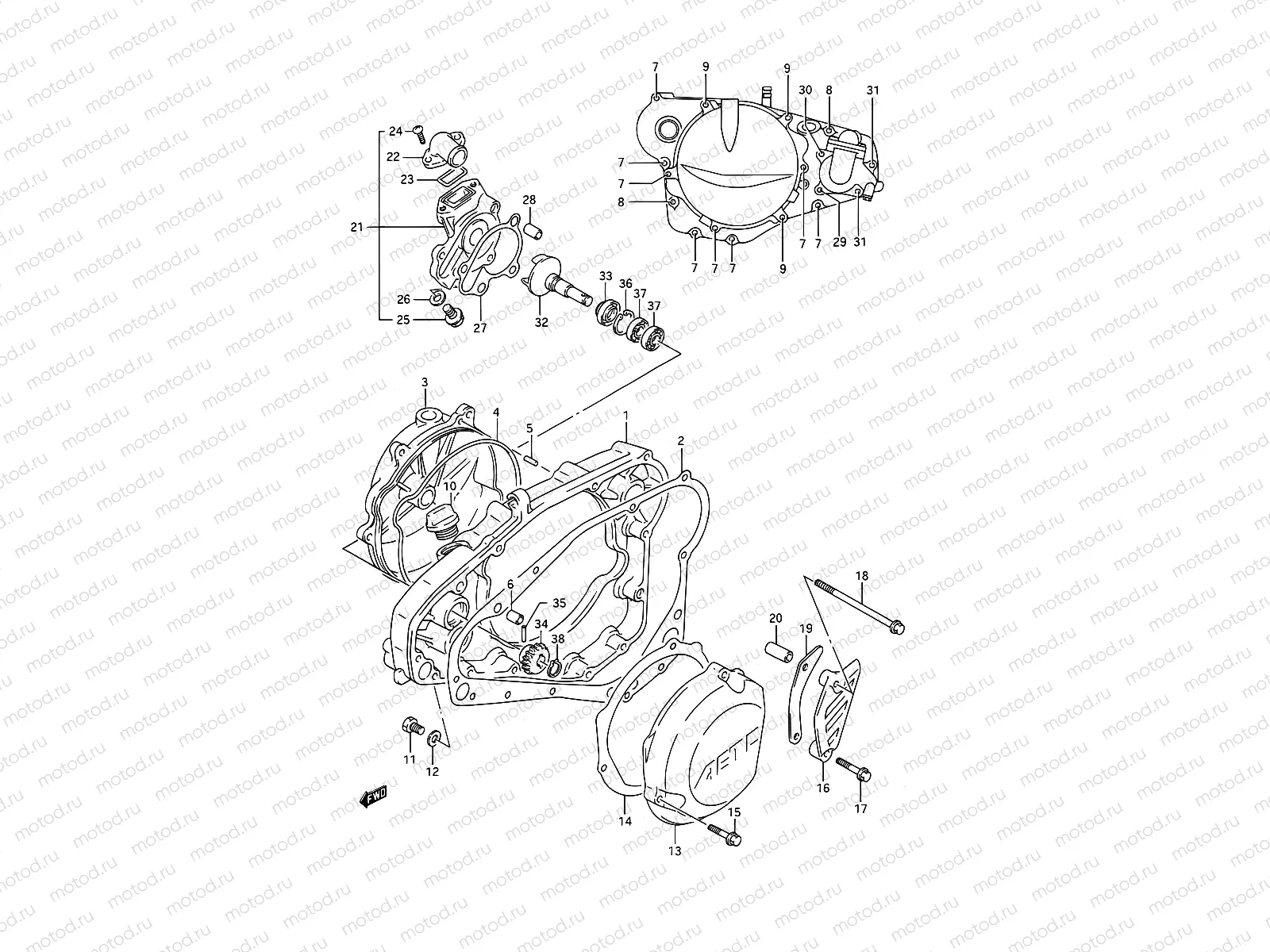 4A - CRANKCASE COVER - WATER PUMP (MODEL L/M/N)