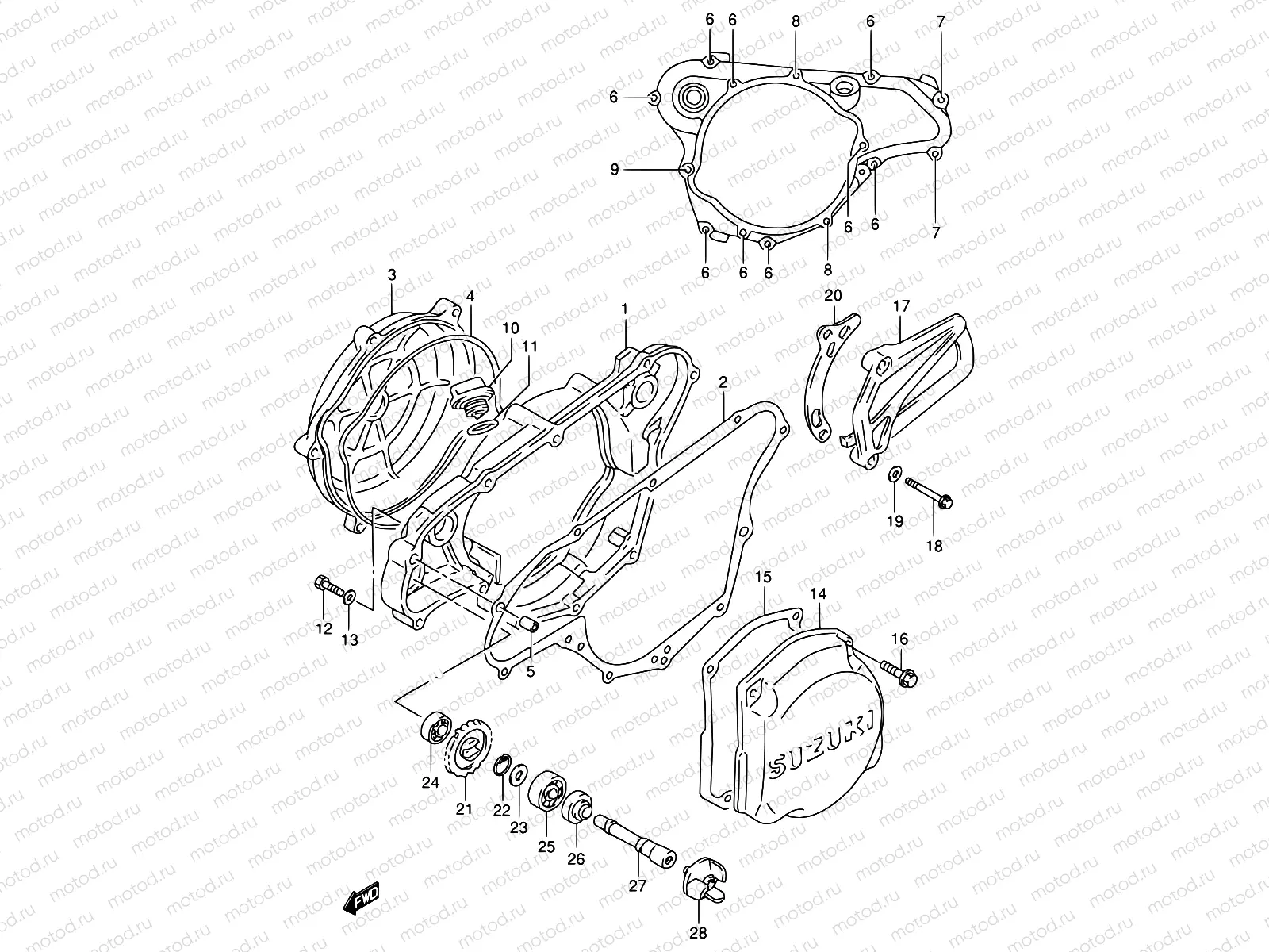 4A - CRANKCASE COVER- WATER PUMP (MODEL W/X/Y)