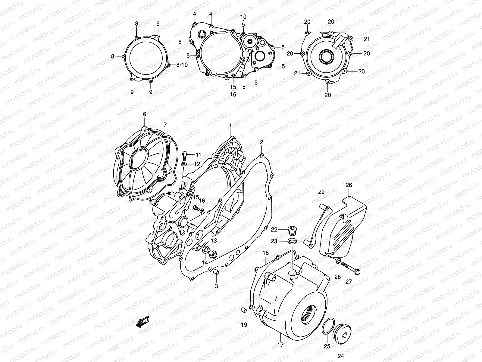 5 - CRANKCASE COVER (DR-Z4OOY/K1/K2/K3/K4)