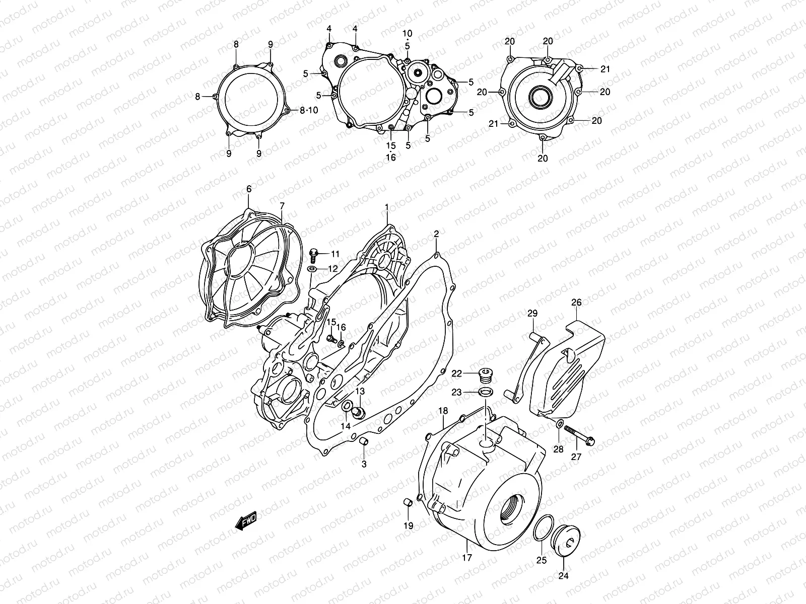 5 - CRANKCASE COVER (DR-Z4OOY/K1/K2/K3/K4)