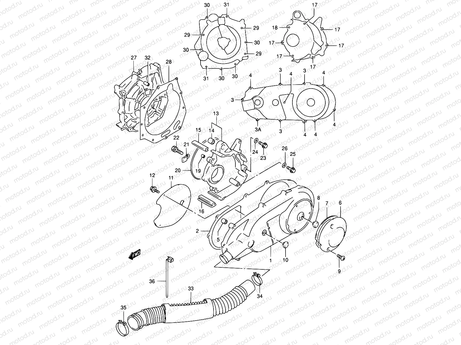 5 - CRANKCASE COVER (MODEL S)