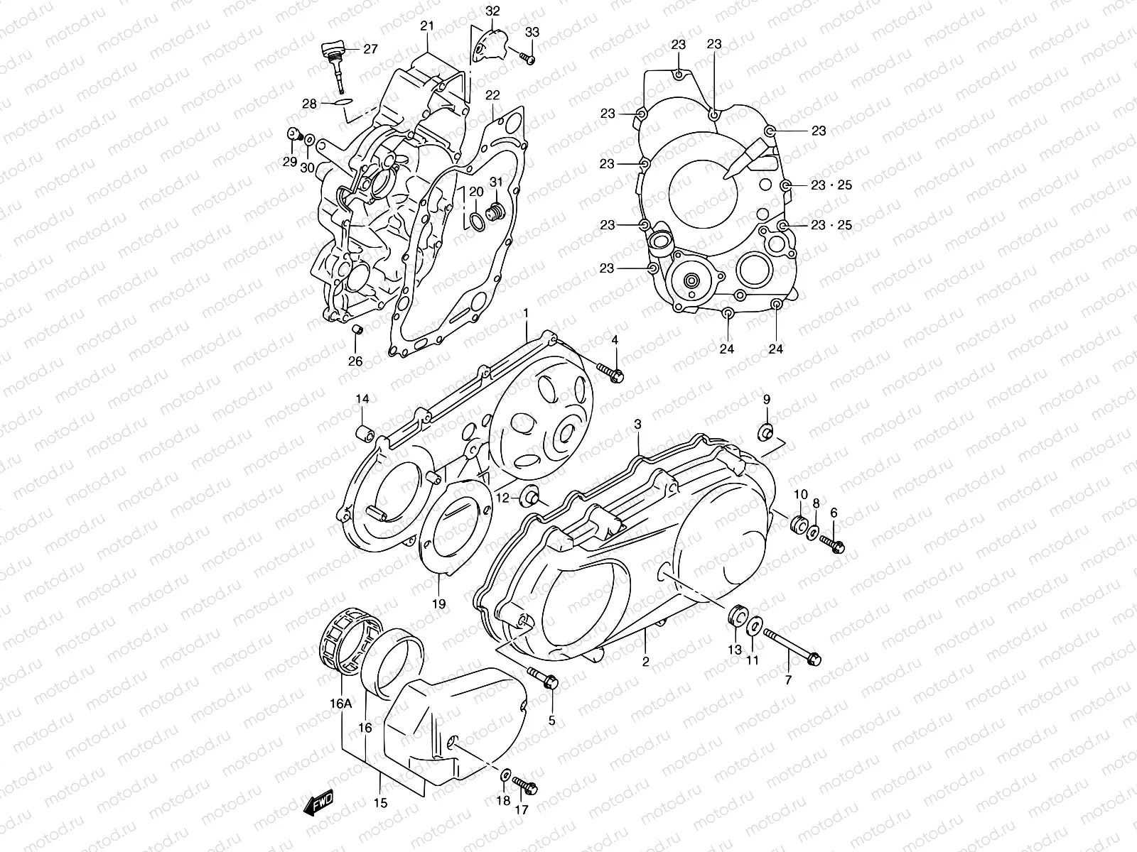 5 - CRANKCASE COVER (MODEL W/X/Y)