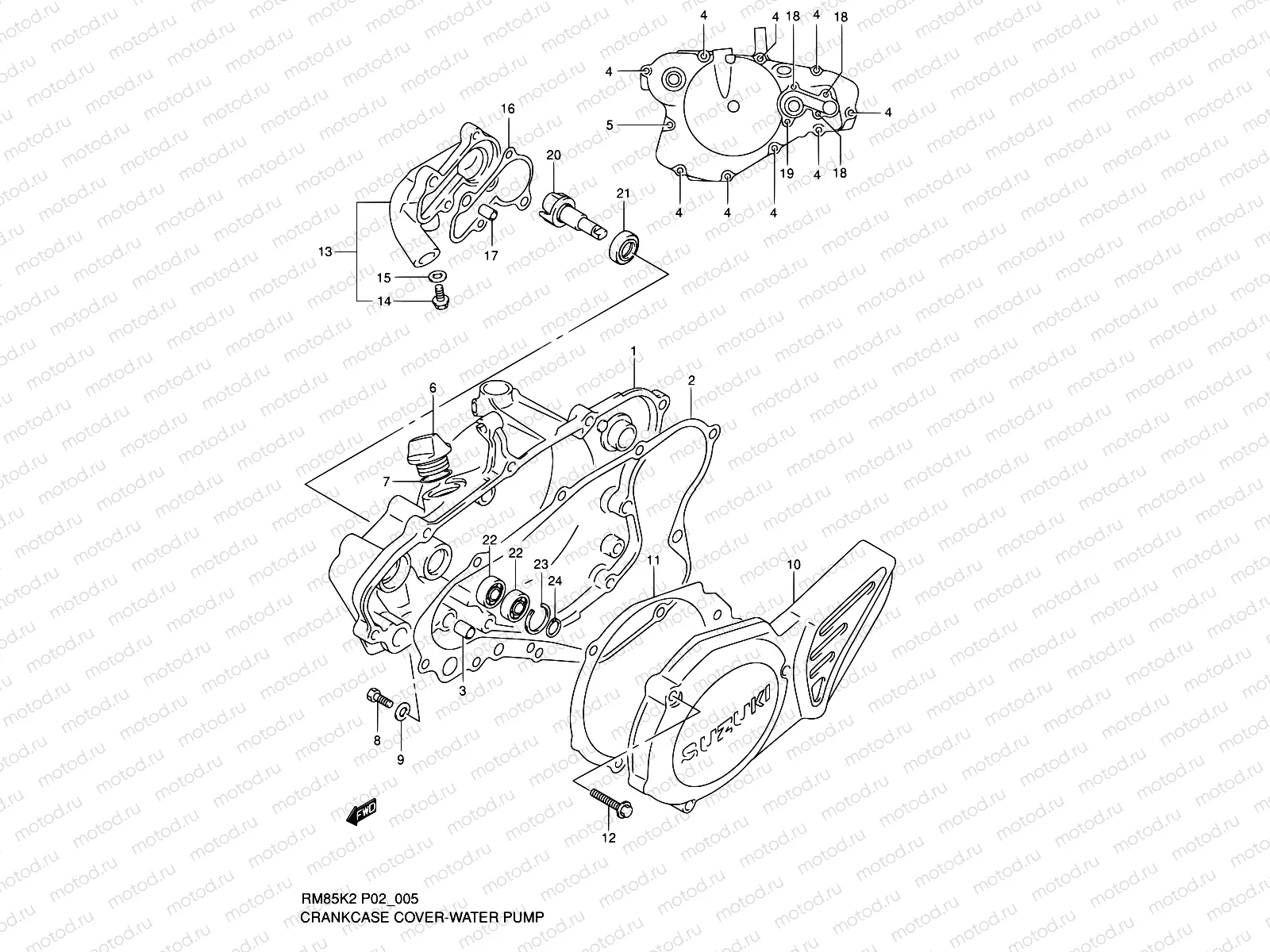 5 - CRANKCASE COVER - WATER PUMP