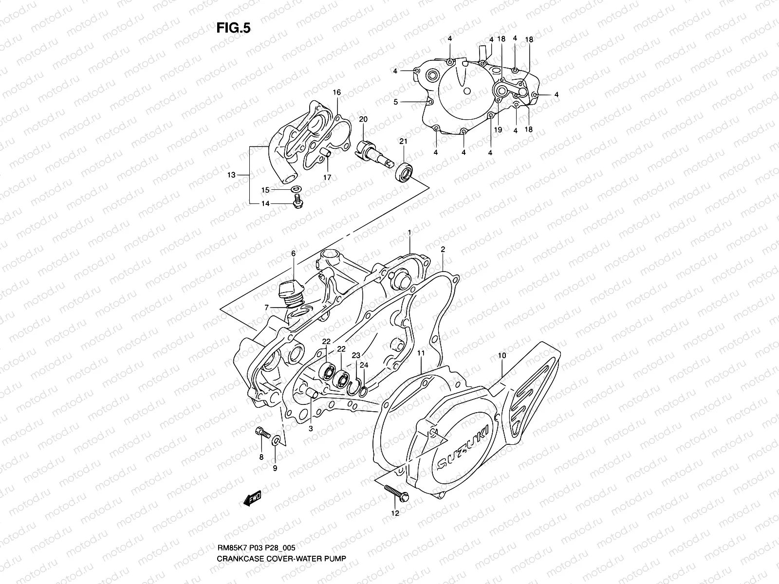 5 - CRANKCASE COVER- WATER PUMP