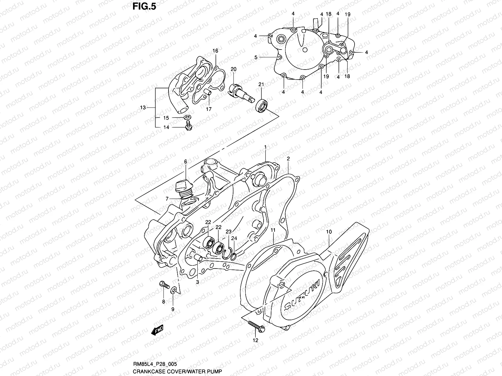 5 - CRANKCASE COVER- WATER PUMP