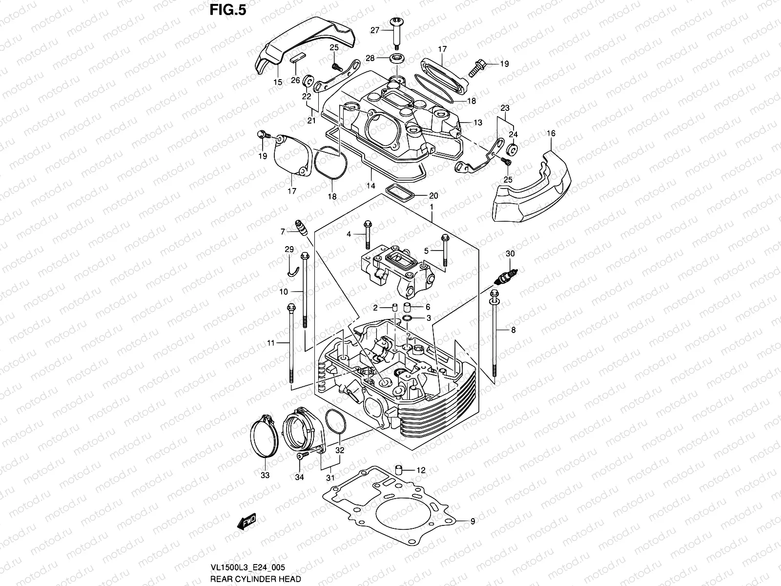 5 - REAR CYLINDER HEAD (VL1500BL3 E24)
