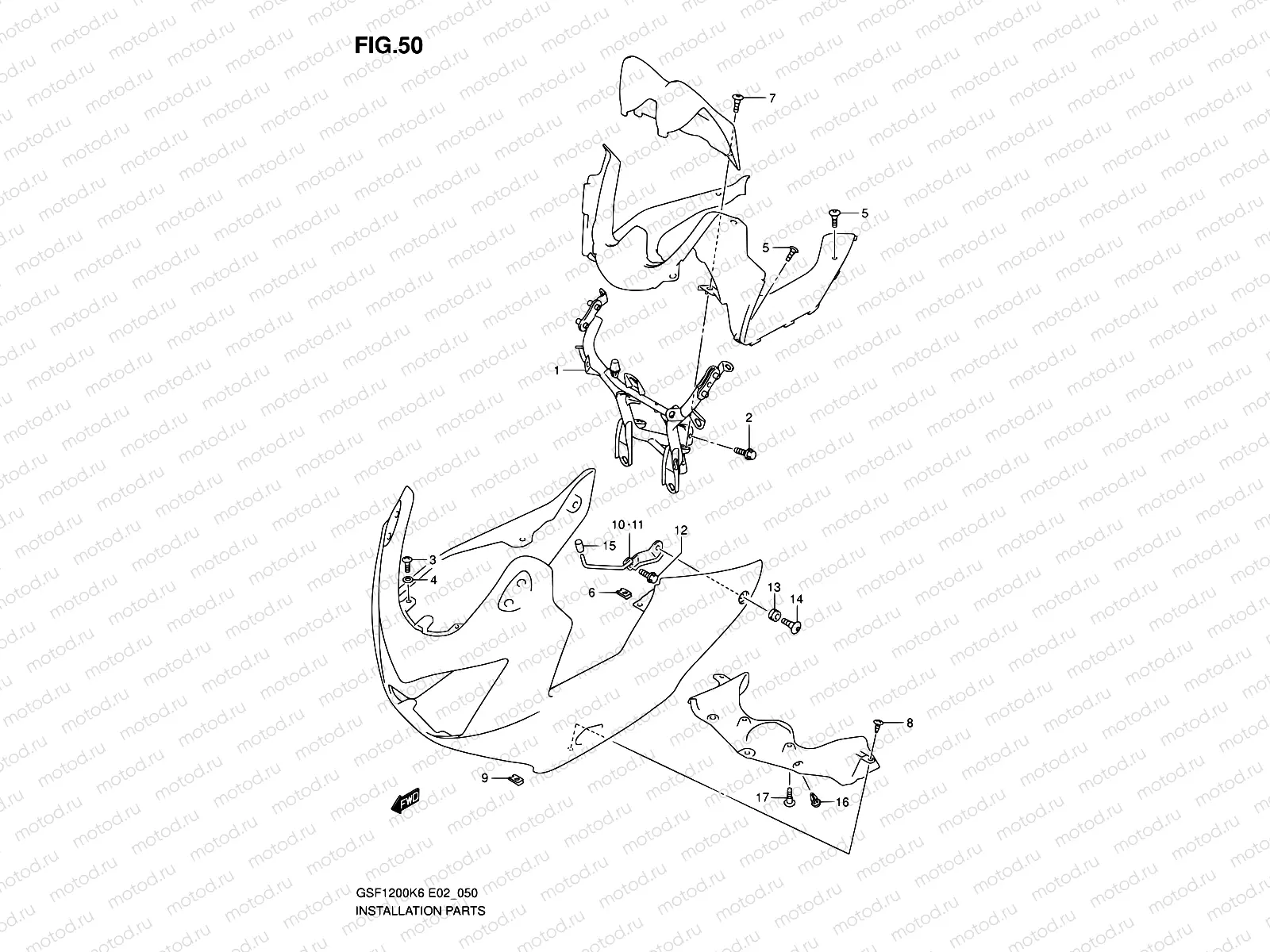 50 - COWLING INSTALLATION PARTS (GSF1200S/SA)