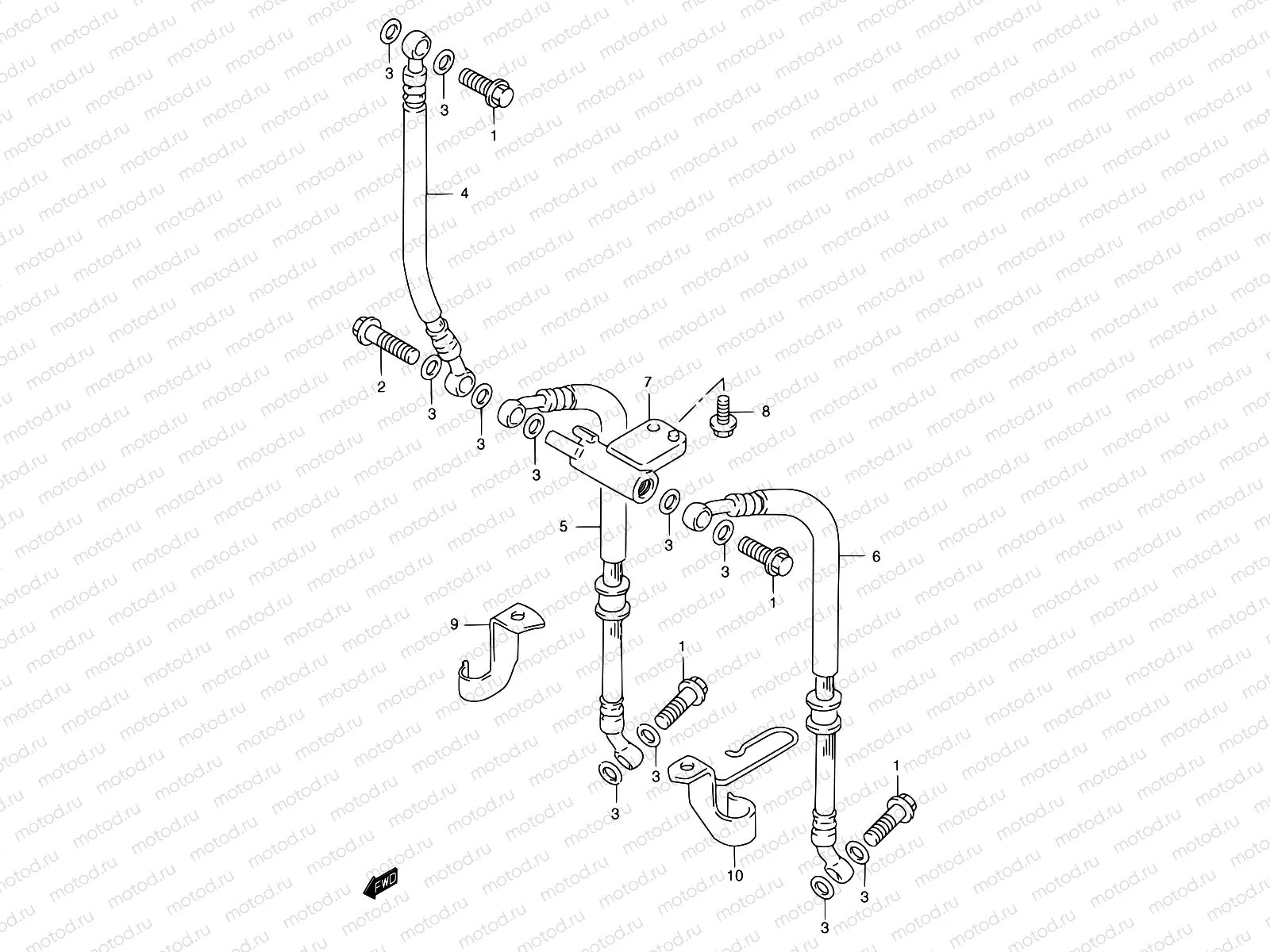 50 - FRONT BRAKE HOSE (GSF1200T/V/W/X/Y/ST/SV/SW/SX/SY)