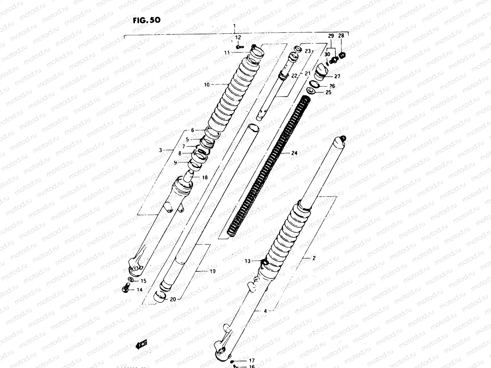 50 - FRONT FORK (MODEL E)