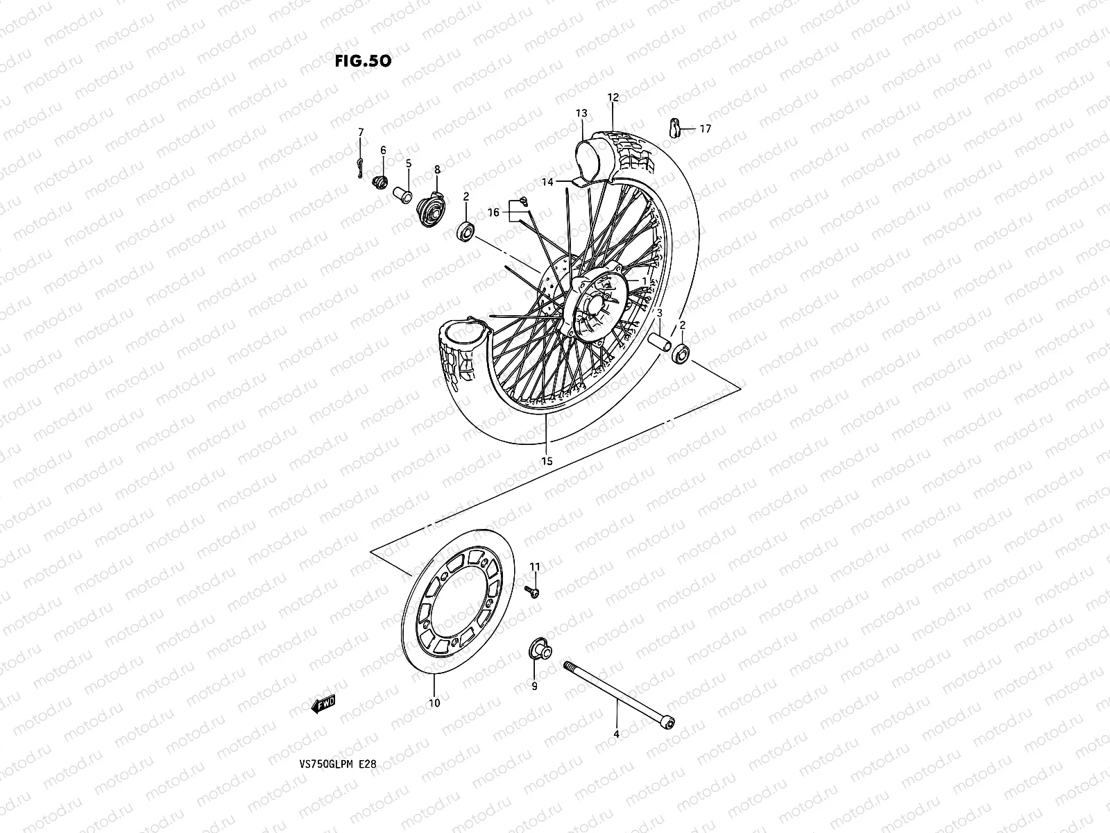 50 - FRONT WHEEL (VS750GLF/GLFG/GLPG)