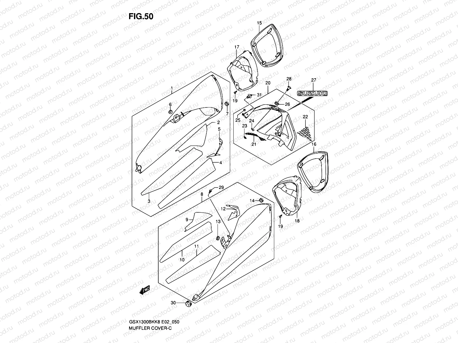 50 - MUFFLER COVER (MODEL K8/K9)