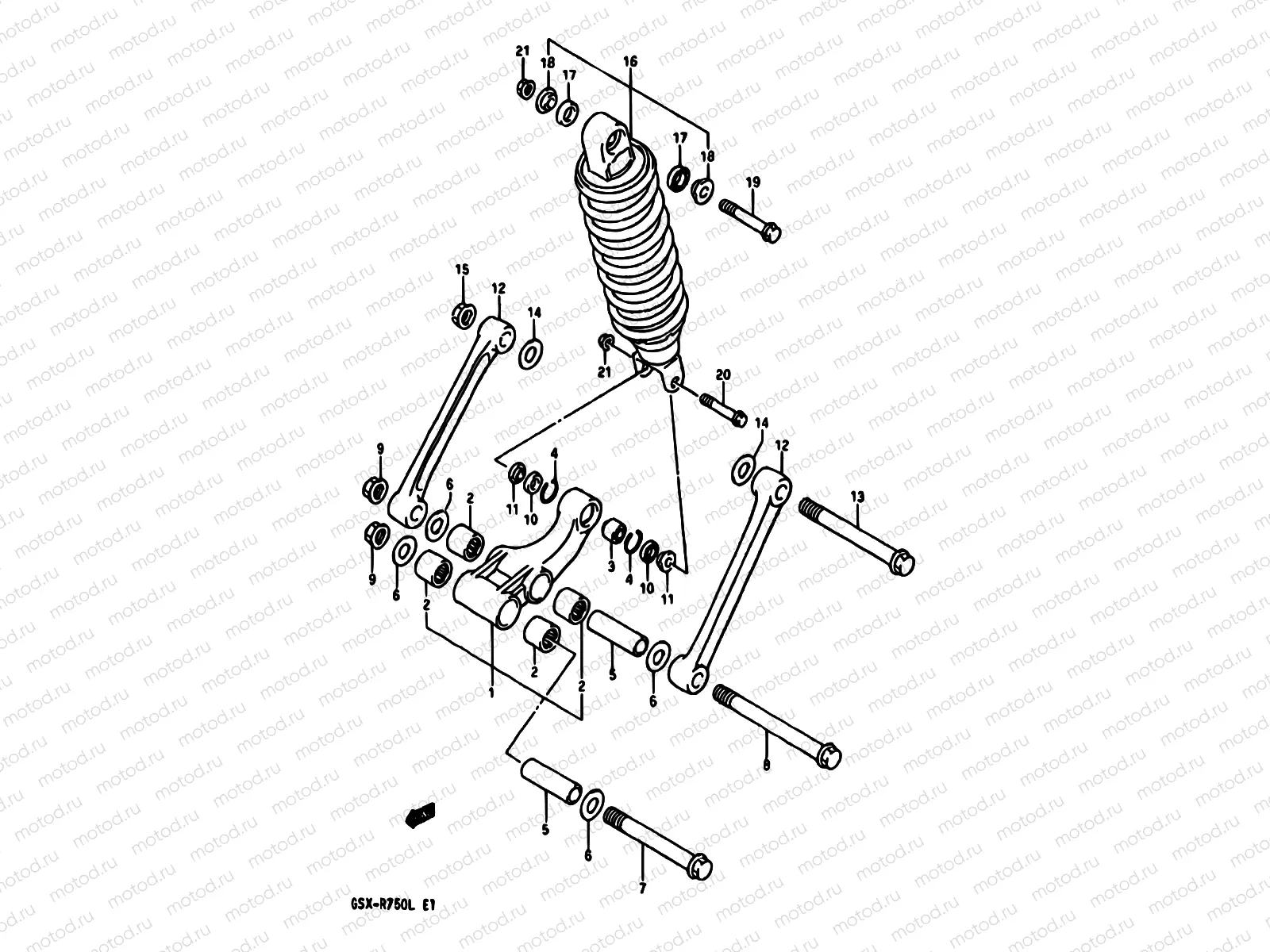 50 - REAR CUSHION LEVER (MODEL J/K)