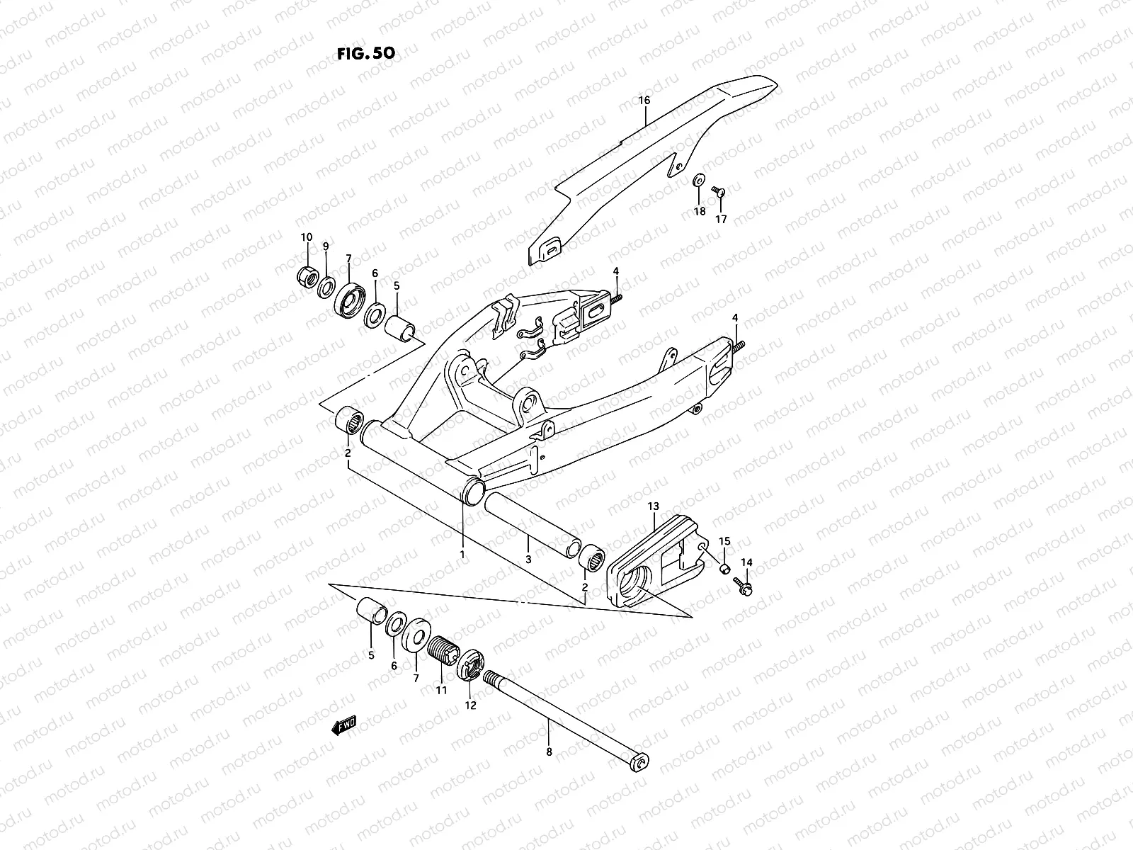 50 - REAR SWINGING ARM (MODEL N/P)
