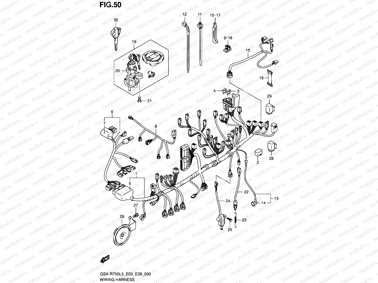 50 - WIRING HARNESS (GSX-R750L3 E03)