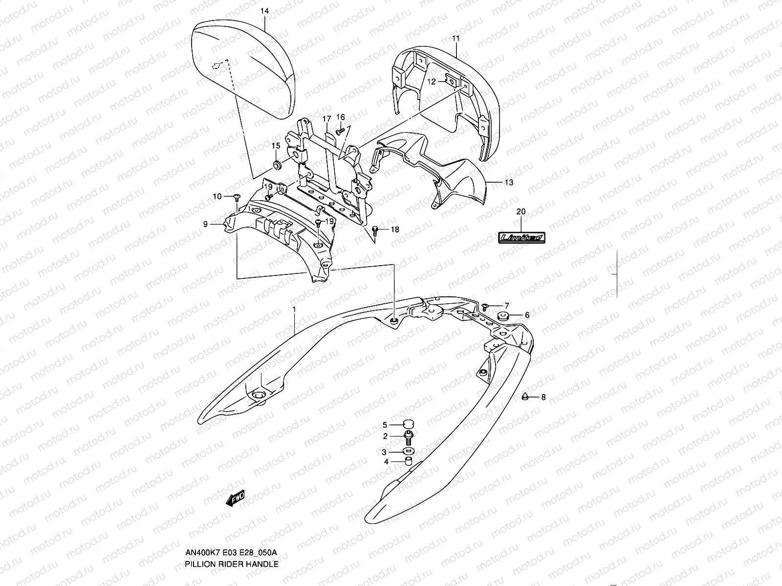 50A - PILLION RIDER HANDLE (AN400ZAL0)