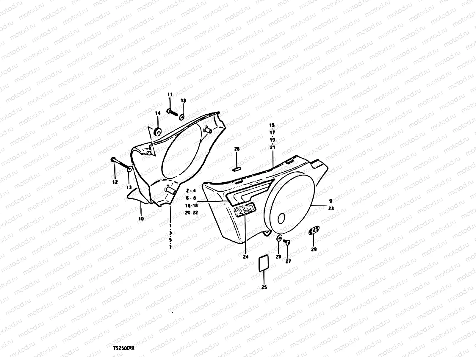 51 - FRAME COVER (TS250ERT E18, E22, E24)