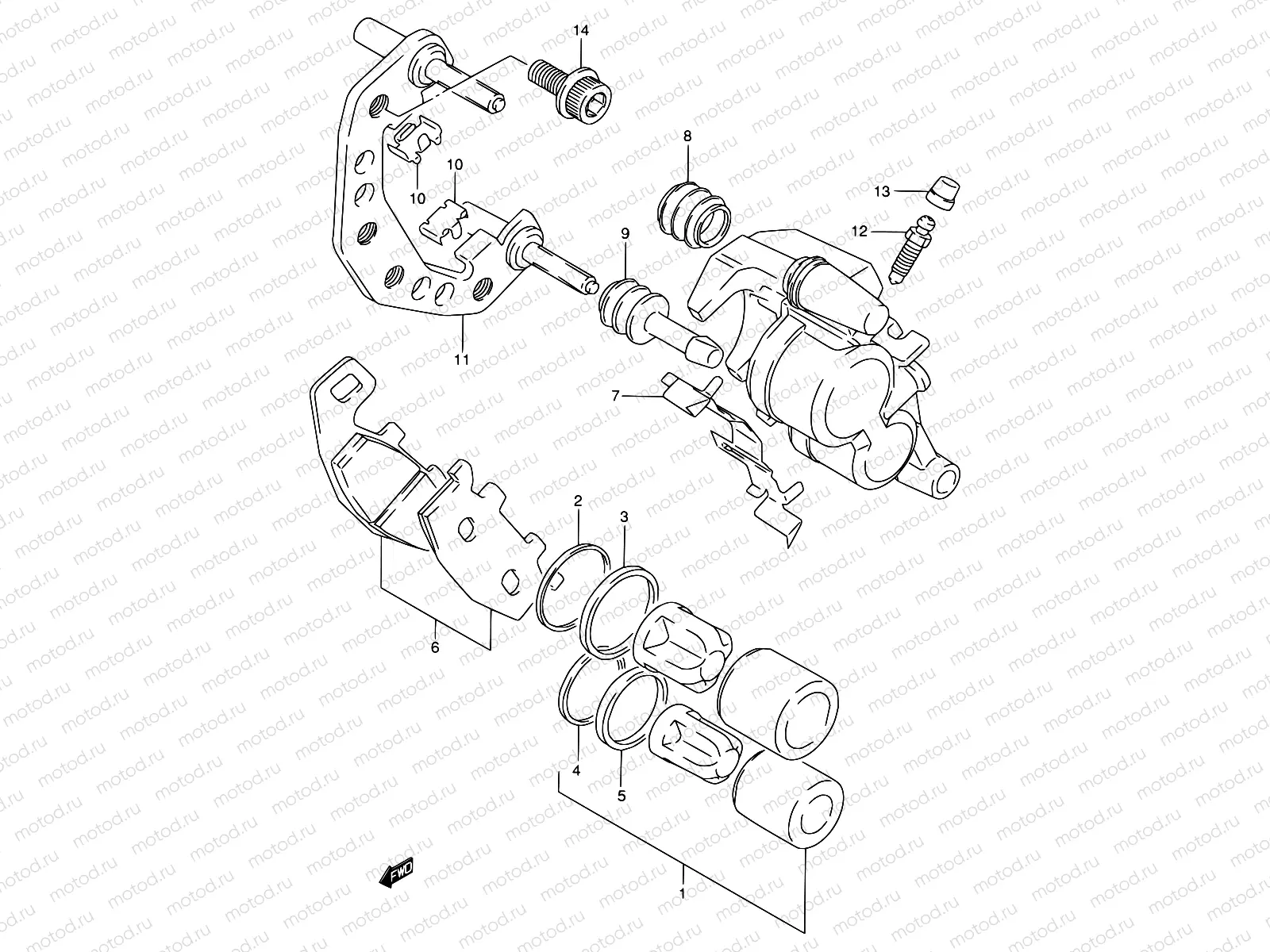 51 - FRONT CALIPER (MODEL L/M/N/P/R)