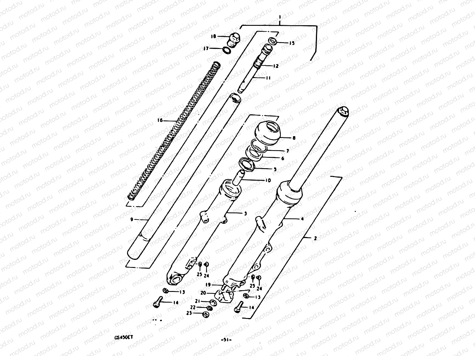 51 - FRONT FORK (GS450ET.T)