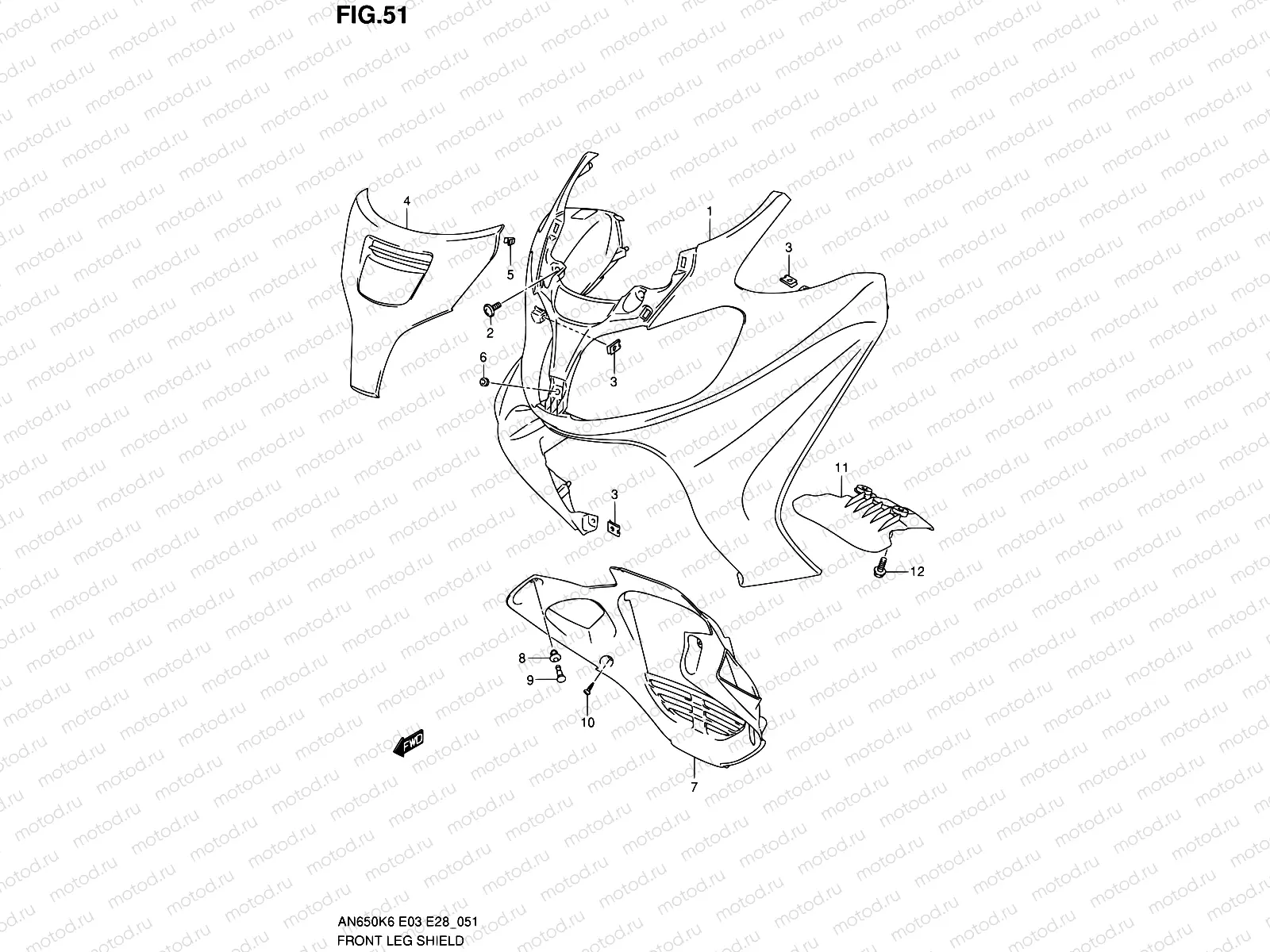 51 - FRONT LEG SHIELD (AN650K6/K7)